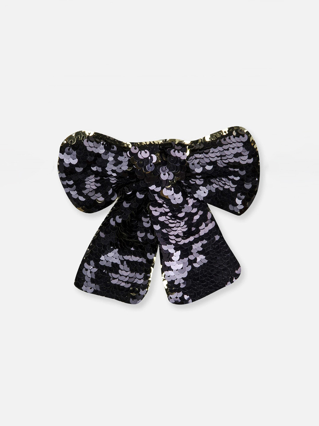 Cherry Crumble Girls Black Solid Sequin Embellished Reversible Princess Bow Tie