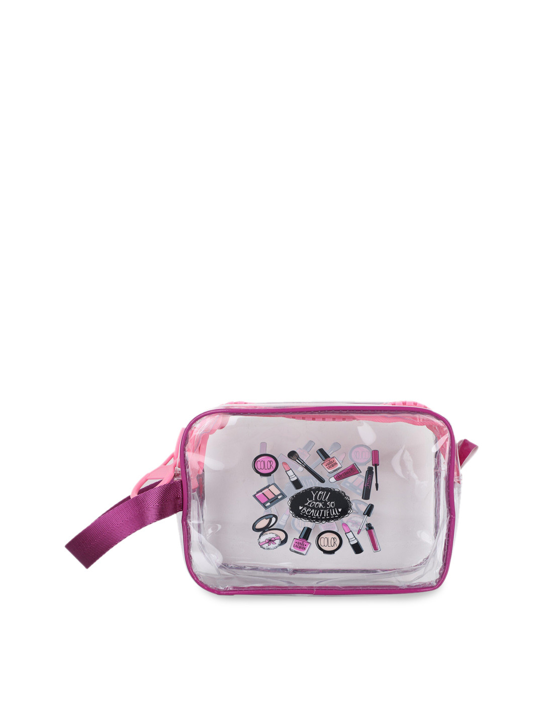 FabSeasons Women Transparent & Purple Printed Toiletry Pouch