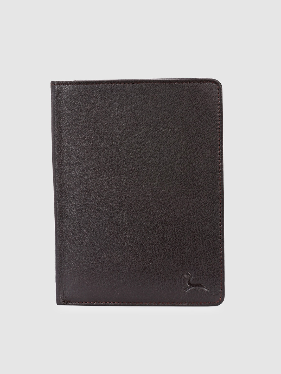Pacific Gold Men Brown Solid Genuine Leather Passport Holder