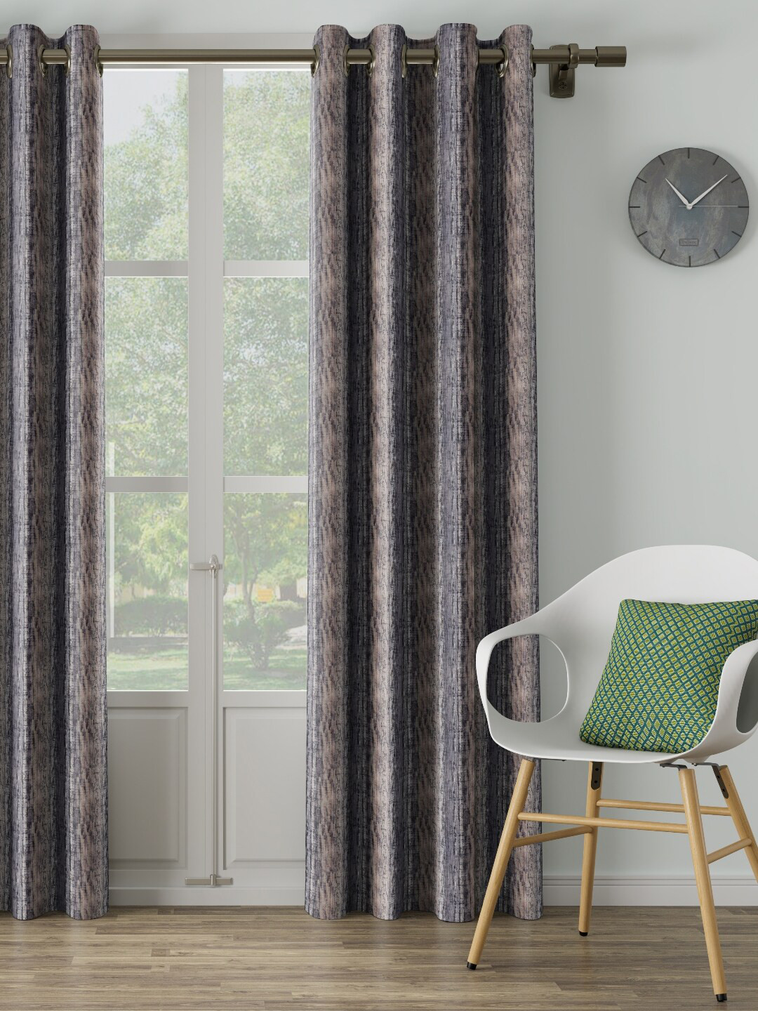 DDecor Grey Abstract Single Long Door Curtain