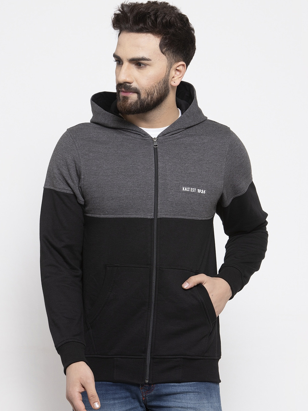 Kalt Men Black Colourblocked Sweatshirt