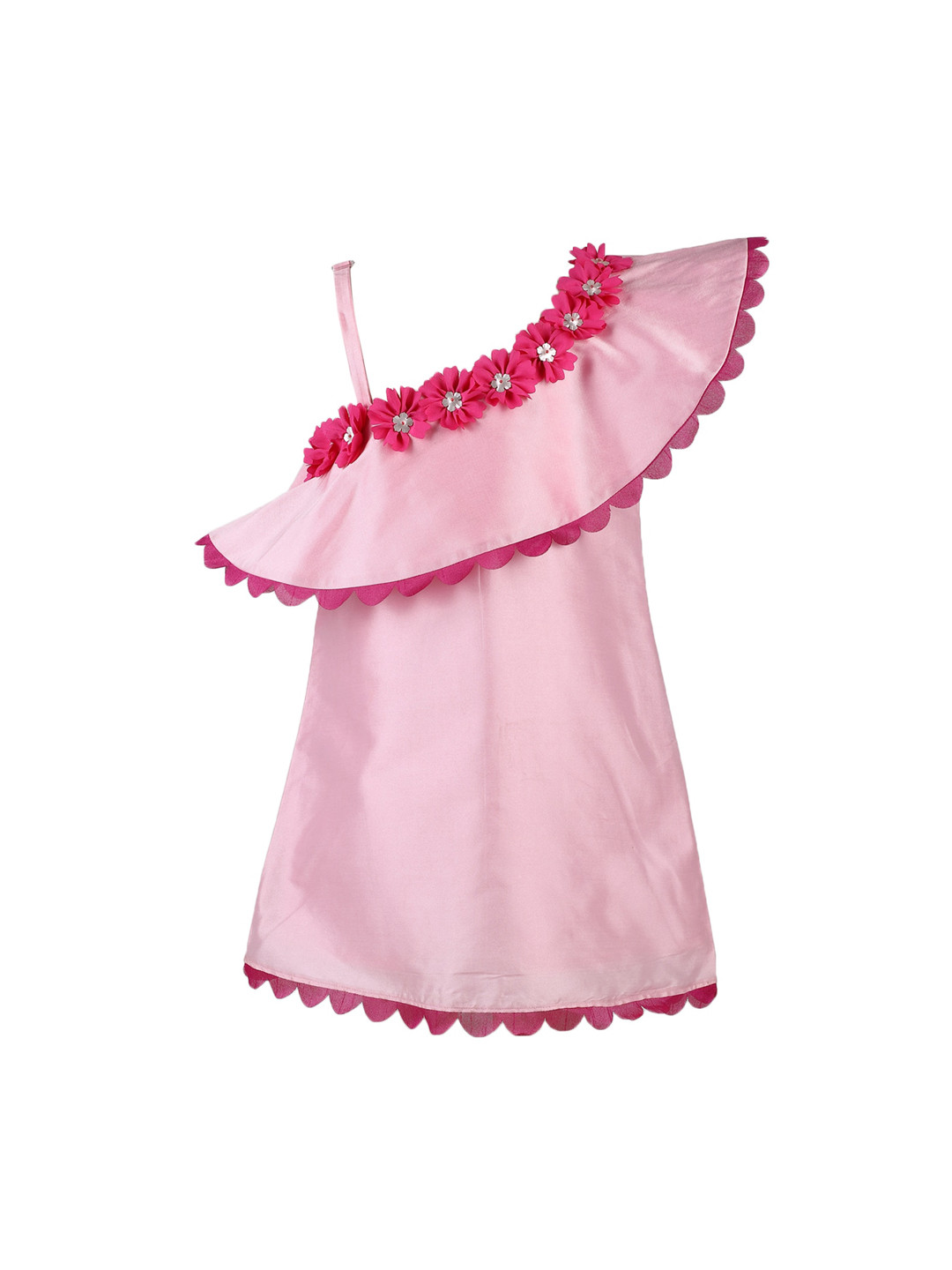 A Little Fable Girls Pink Solid A-Line Dress