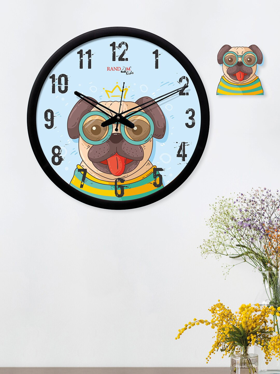 RANDOM Black & Blue Round Printed Analogue Wall Clock