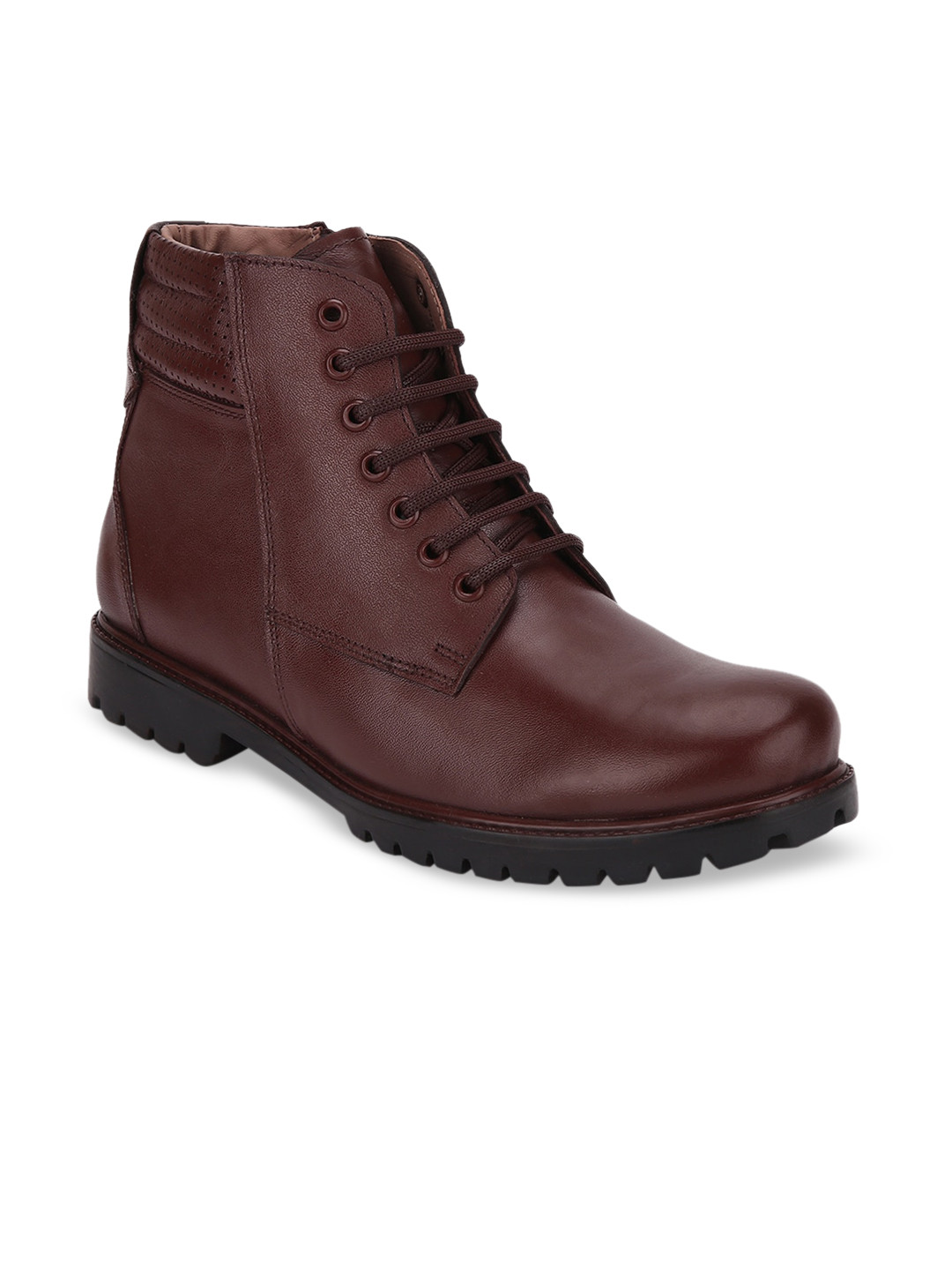LOUIS STITCH Men Brown Solid Leather High-Top Flat Boots