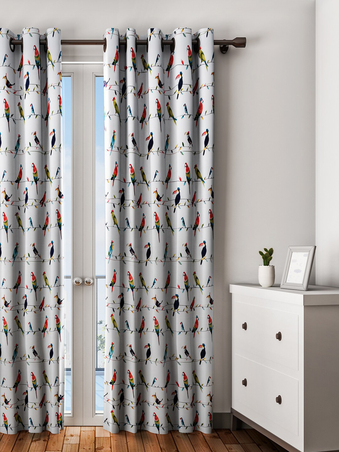 URBAN DREAM Red & Green Printed Single Long Door Curtain