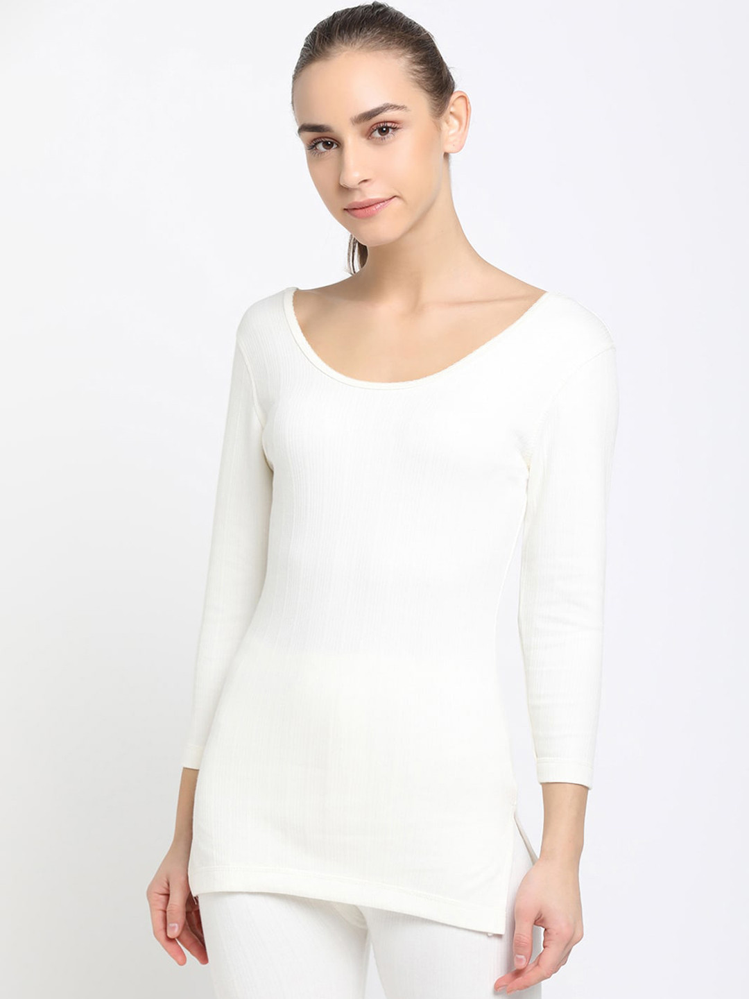 DIXCY SCOTT Slimz Women Off White Solid Thermal Top