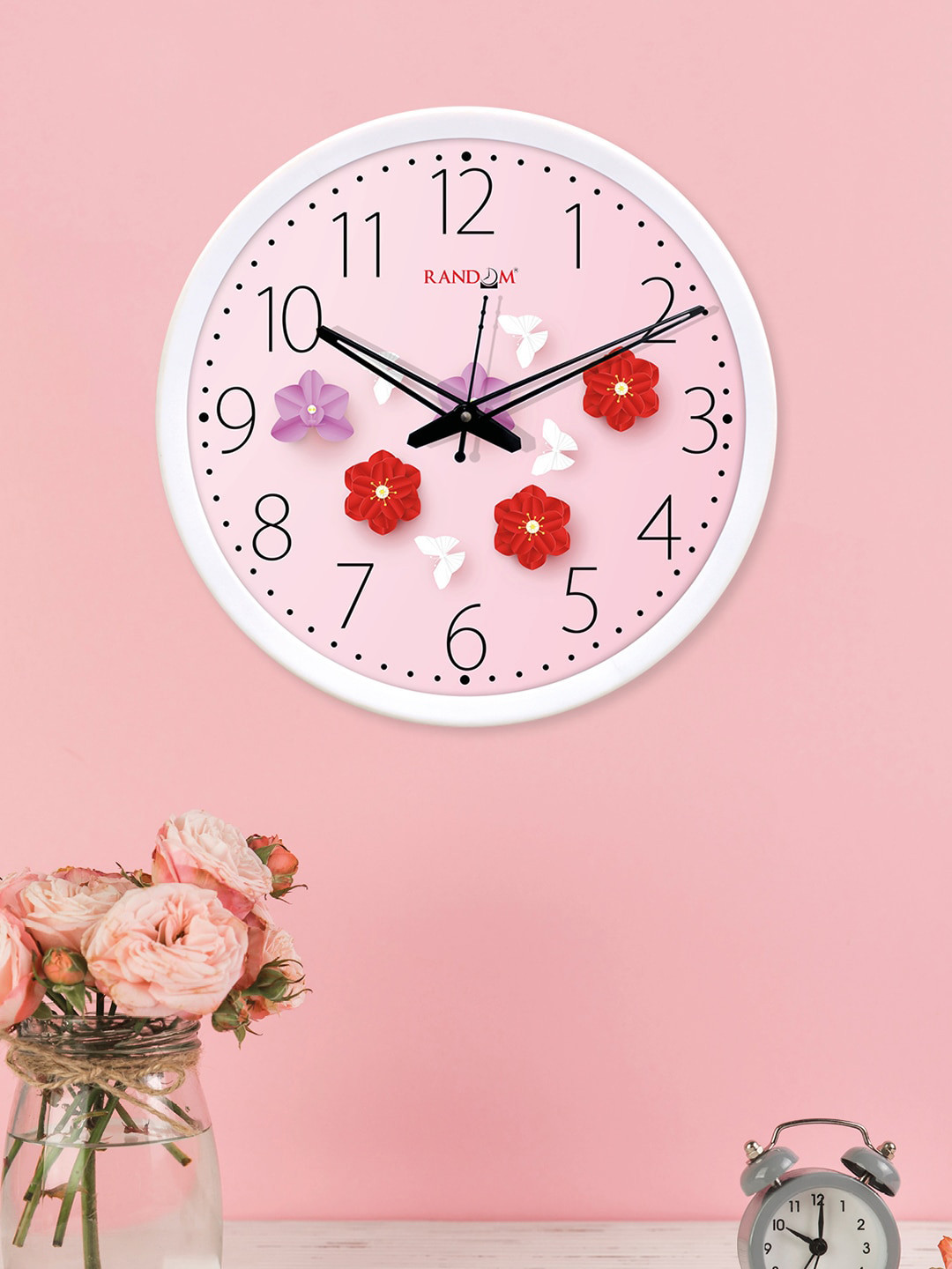 RANDOM Pink Dial Round Printed 30 cm Analogue Wall Clock