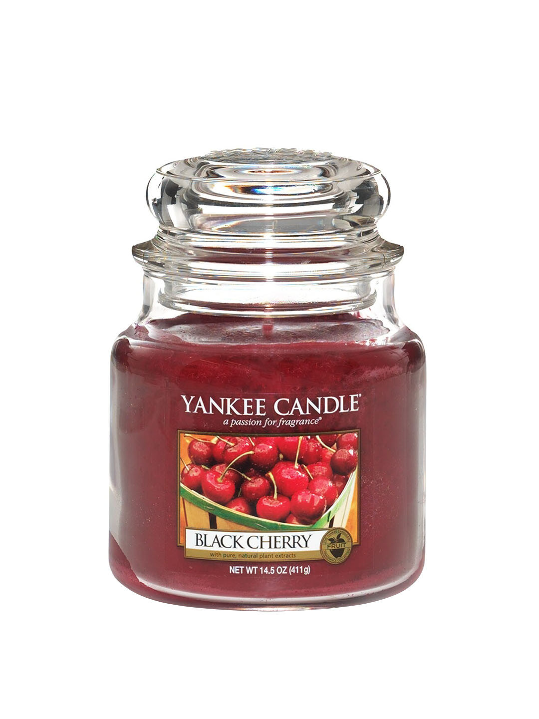 YANKEE CANDLE Cherry Scented 1 Wick Black Cherry Solid Geometric Regular Jar Candles