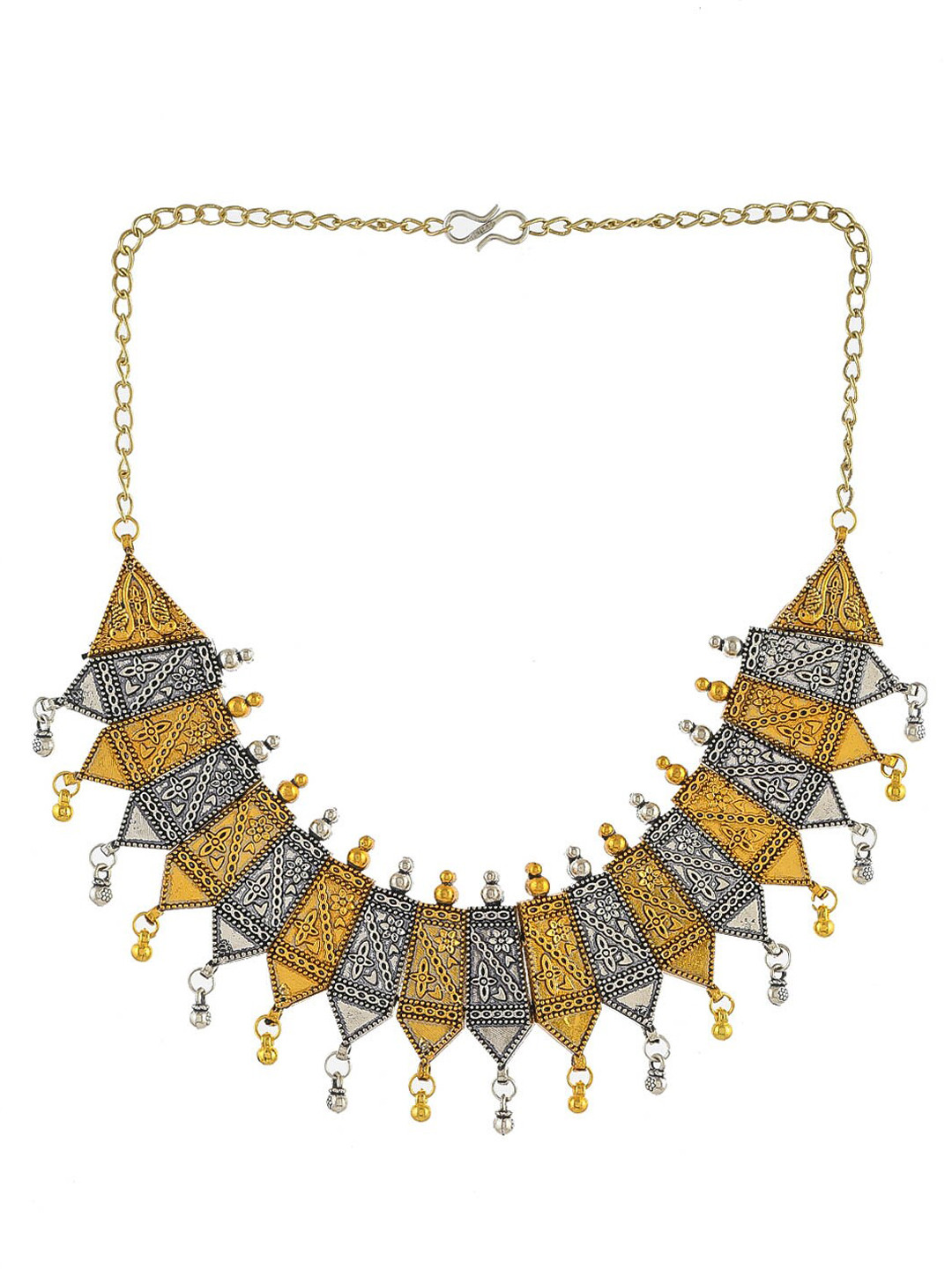 Trendy Women Gold & Silver Plated Temple Design Necklace