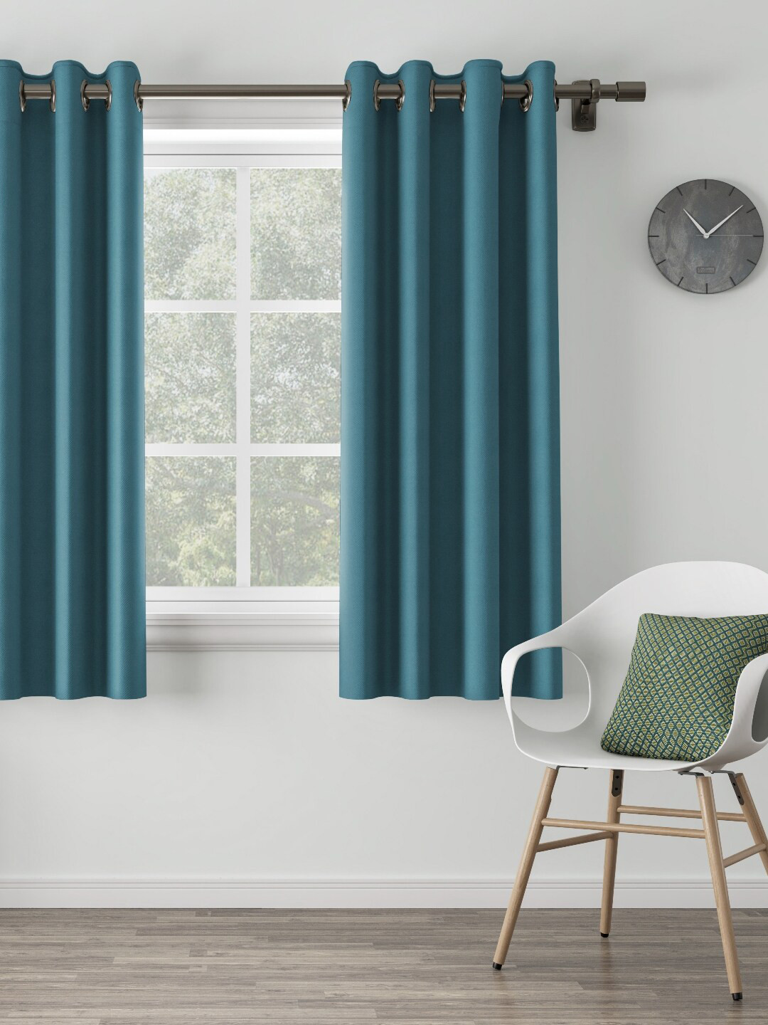 DDecor Turquoise Blue Solid Single Curtain