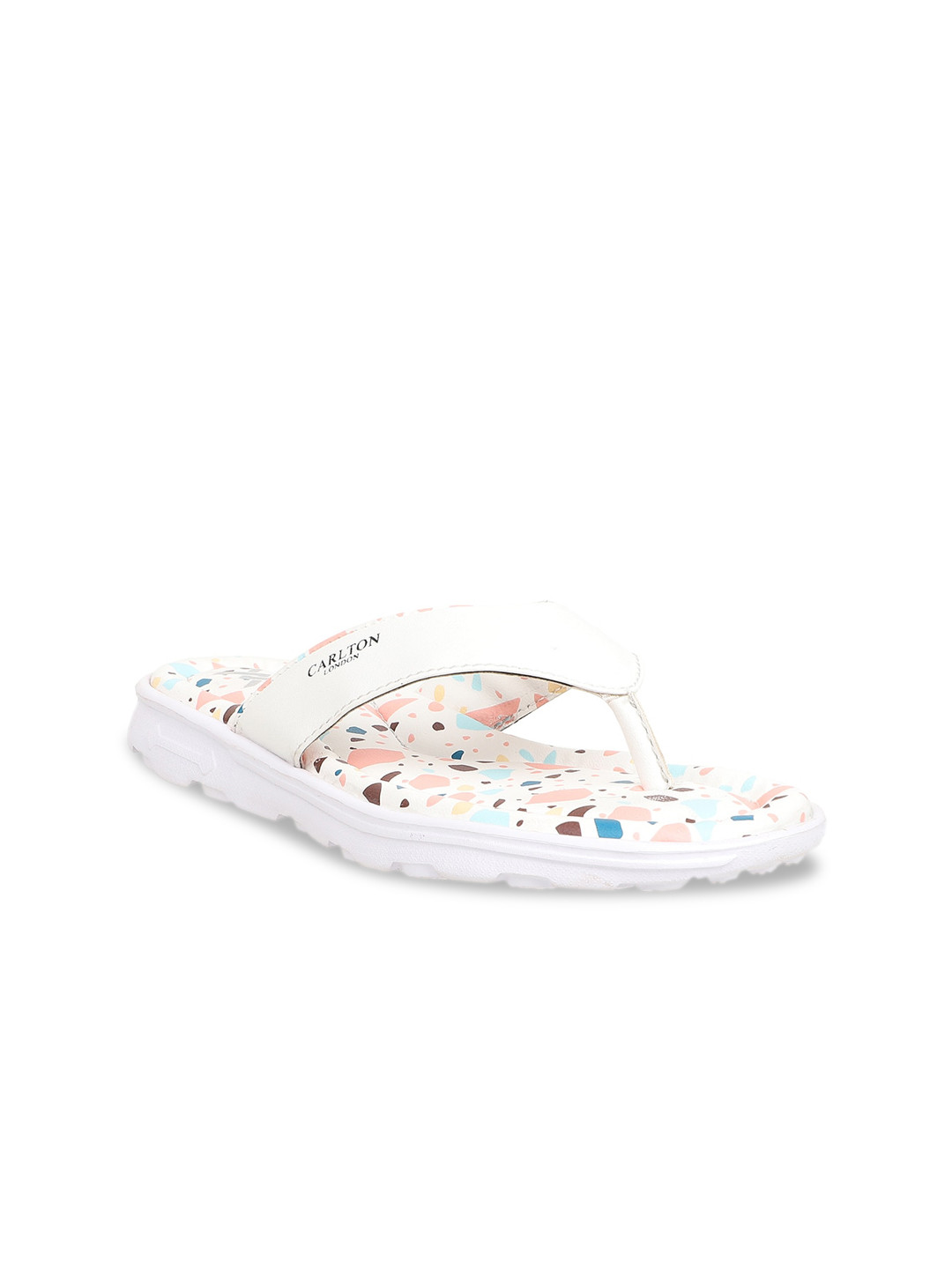 Carlton London sports Women White Printed Thong Flip-Flops
