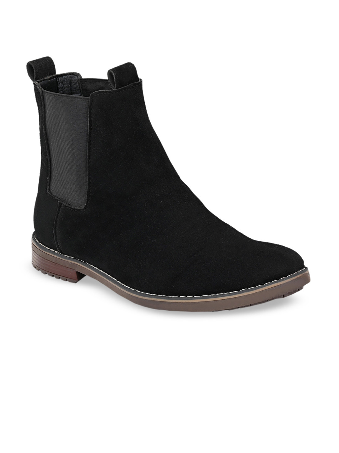 El Paso Men Black Solid Lightweight Flat Boots