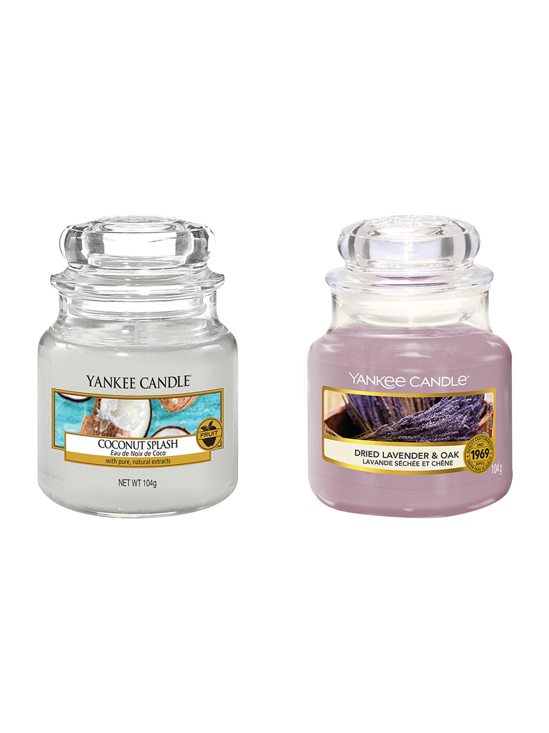 YANKEE CANDLE 2Pcs Coconut Splash and Dried Lavender and Oak Solid Jar Candles