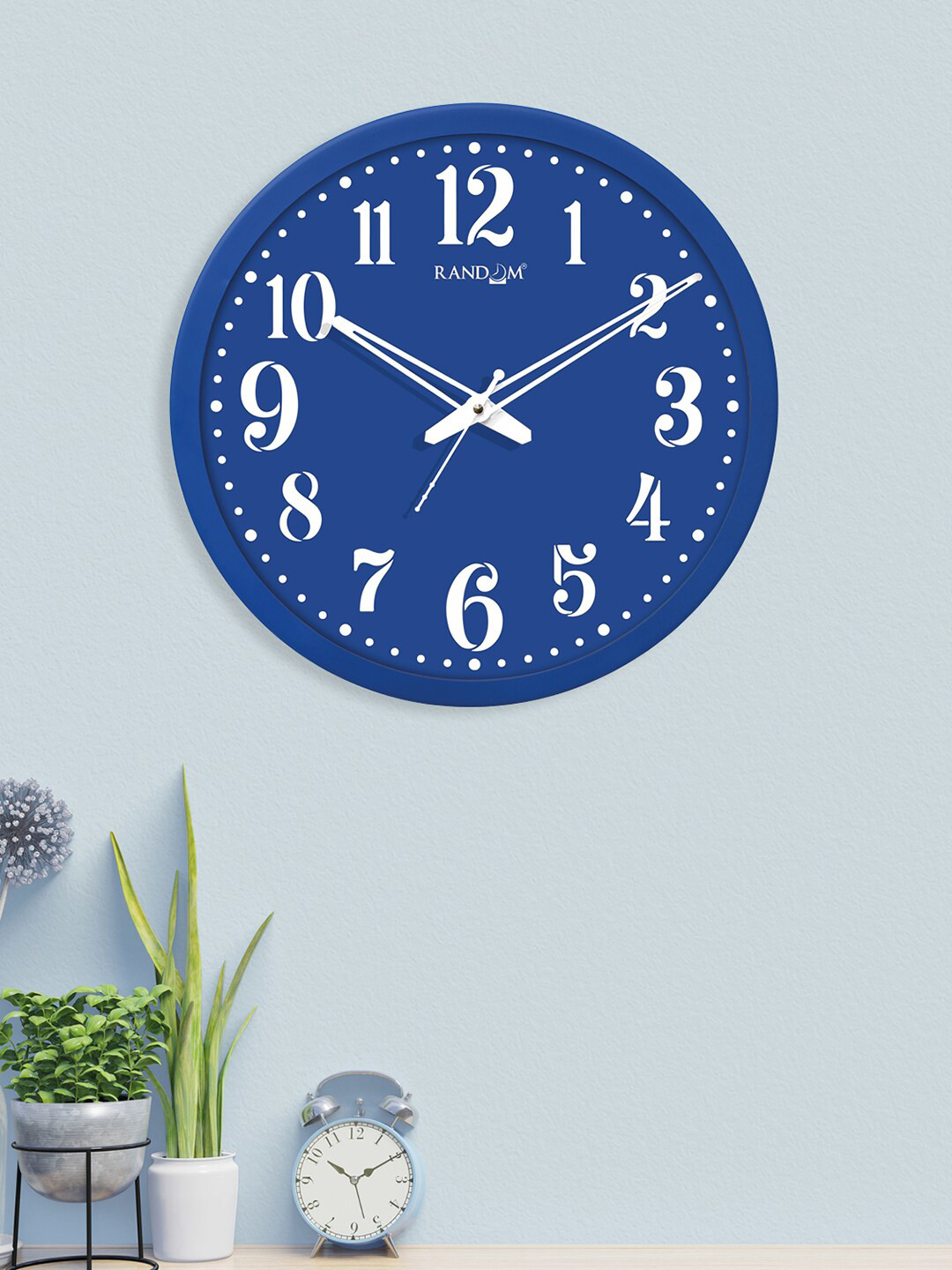 RANDOM Blue & White Bodoni MT Bold Font Round Shaped Wall Clock