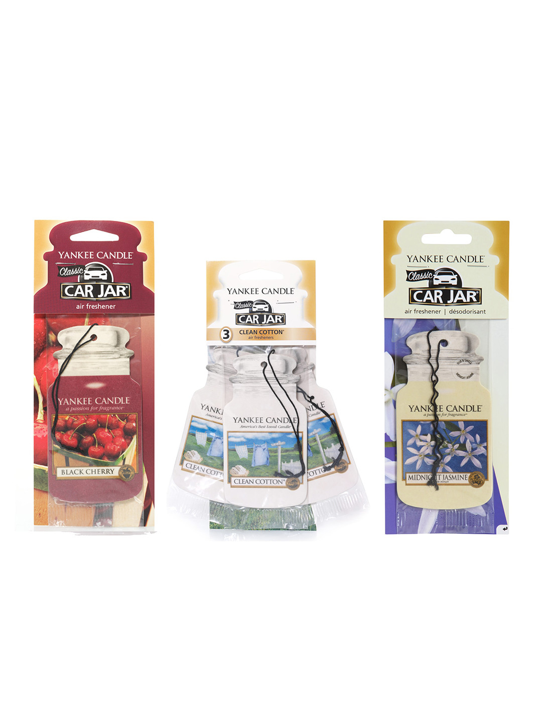 YANKEE CANDLE Set Of 3 Candle Jar Fragrance Sachet Car Air Fresheners
