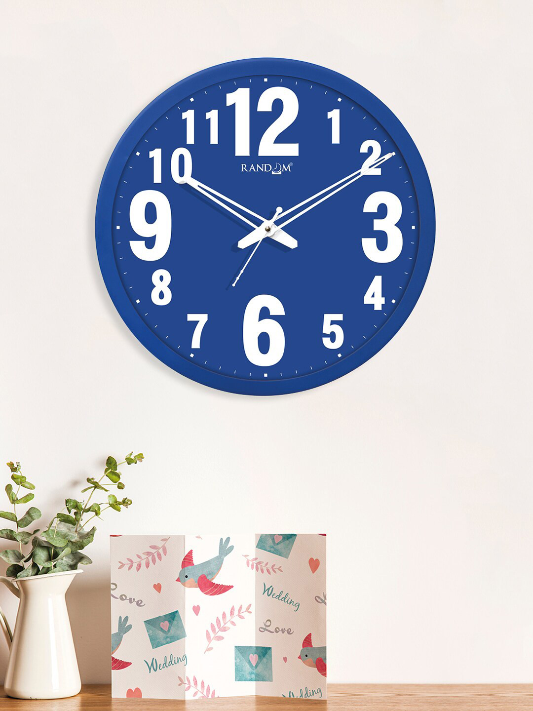 RANDOM Blue & White Big Font Round Shaped Wall Clock
