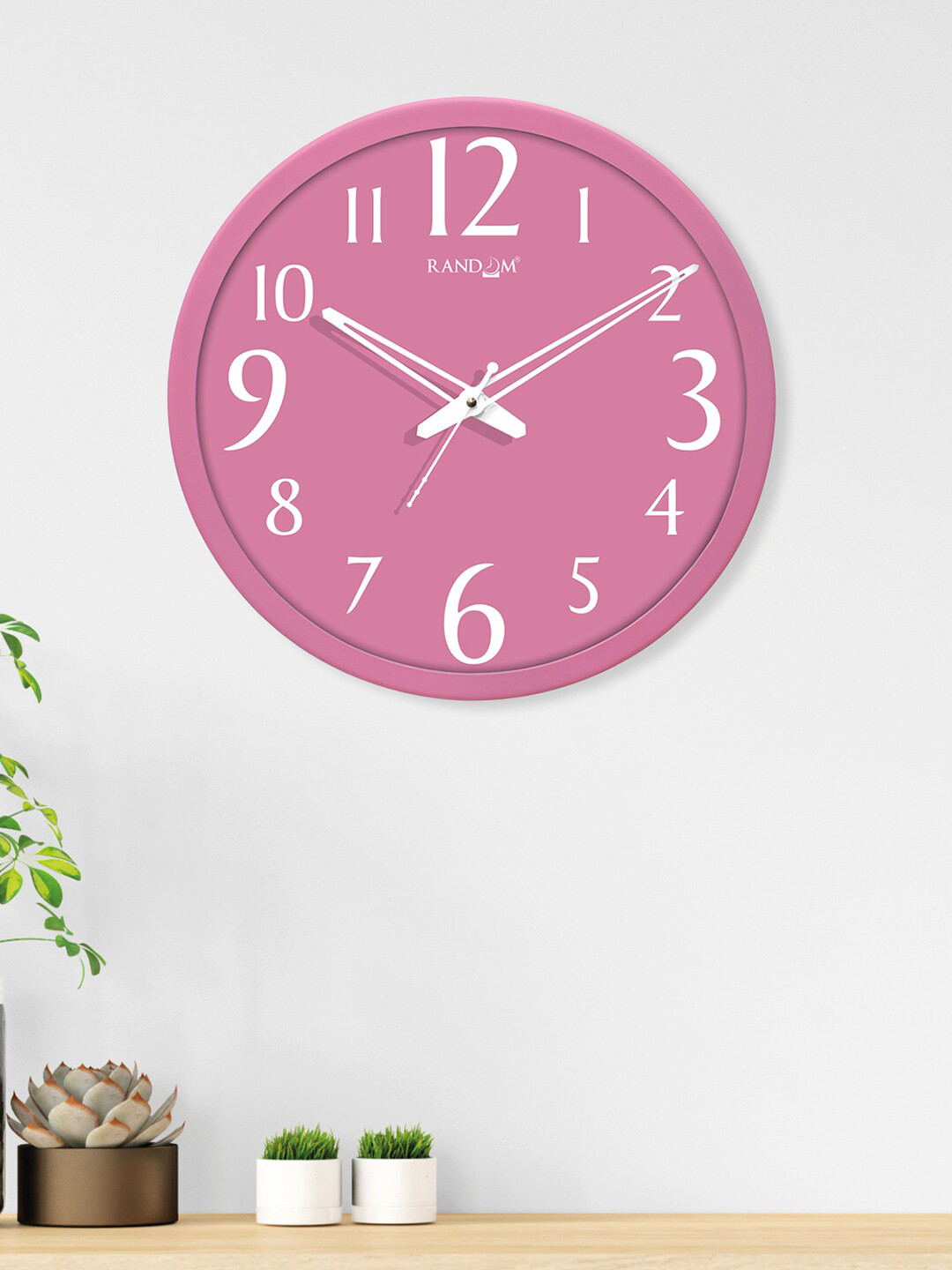 RANDOM Pink & White Display Font Round Shaped Wall Clock