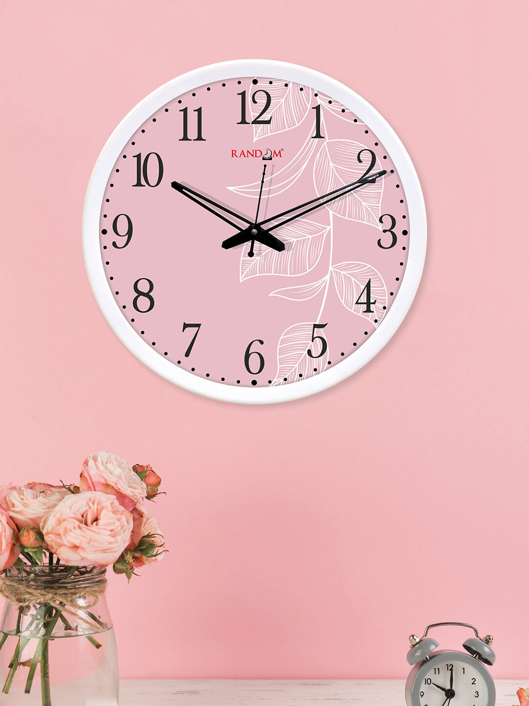 RANDOM Pink Plastic Large Display Round Battery Analogue Wall Clock-30cm