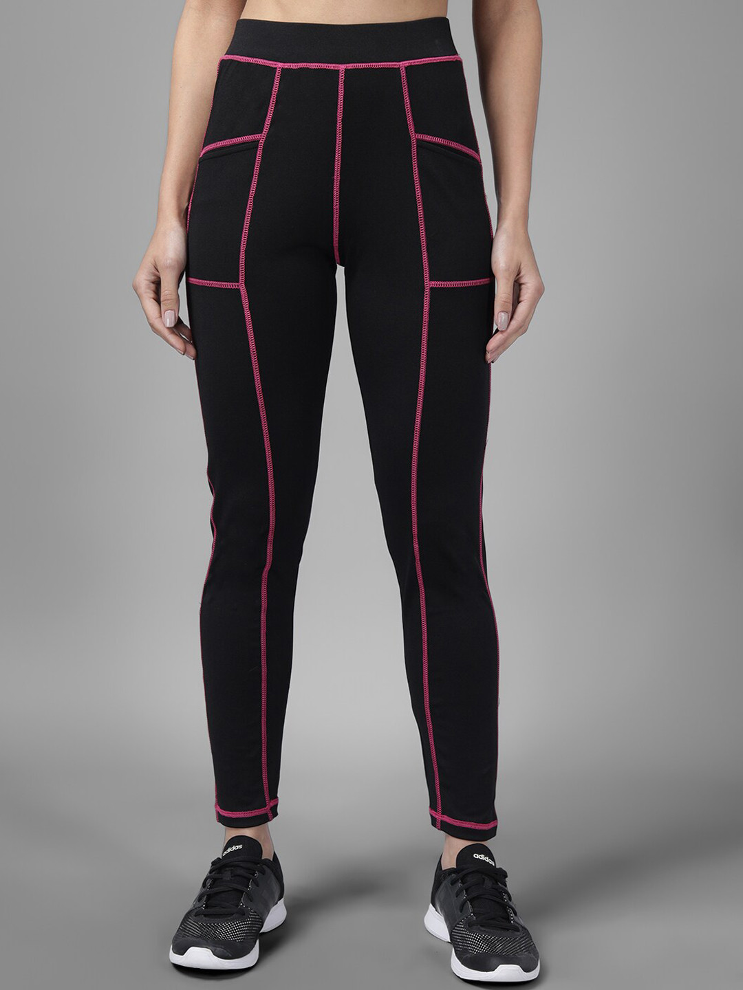 Kotty Women Black & Pink Patterned Tights