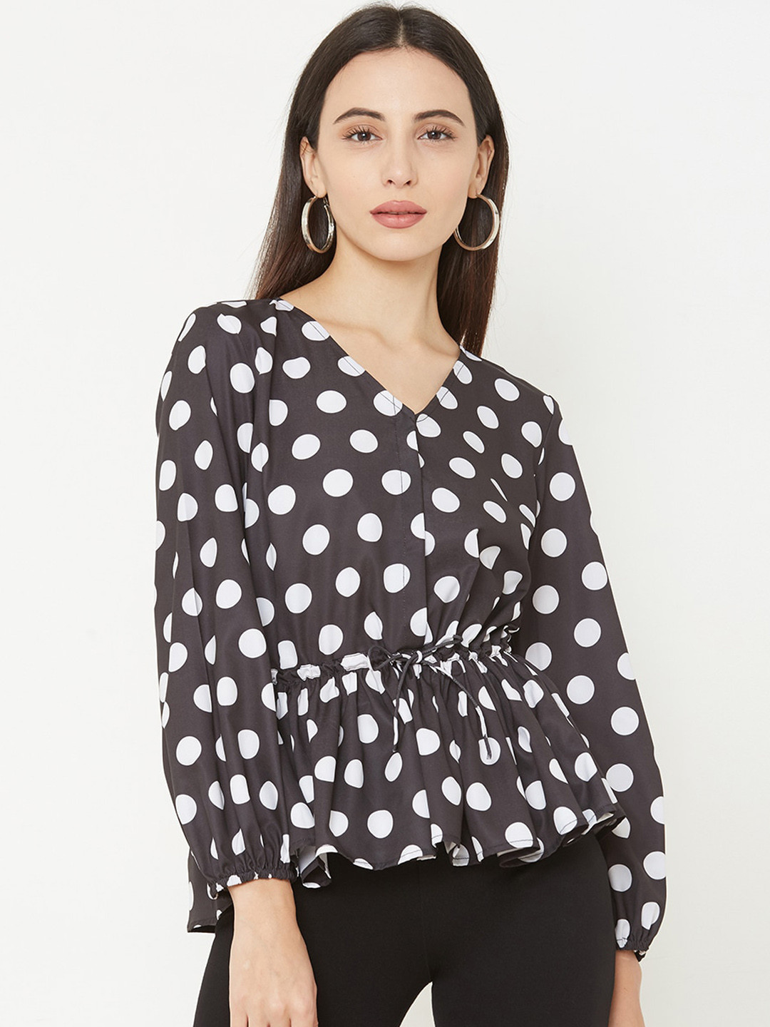 MISH Women Grey Printed Cinched Waist Top