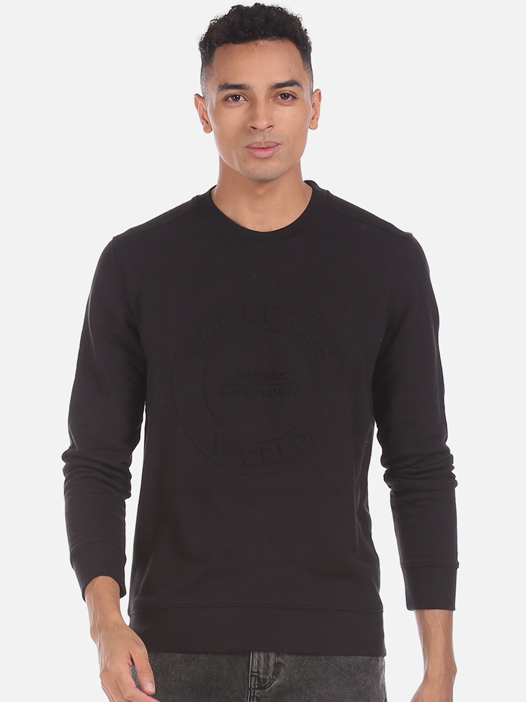 Arrow Men Black Printed Sweatshirt