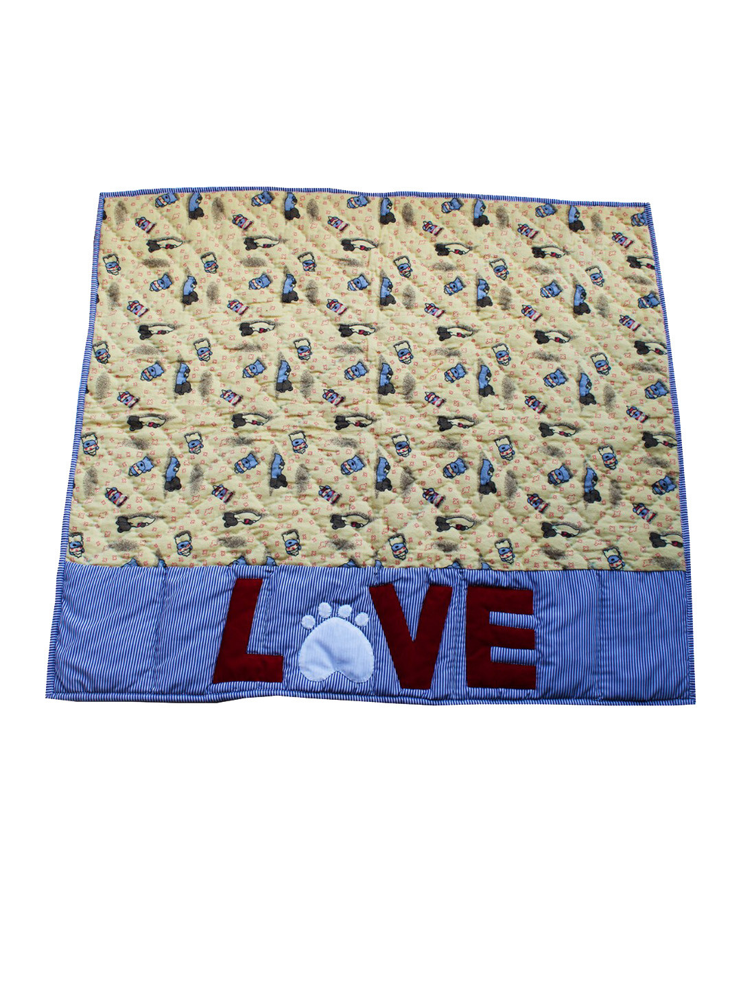 LANA PAWS Yellow & Blue Printed Lazy Bum Dog Winter Blanket