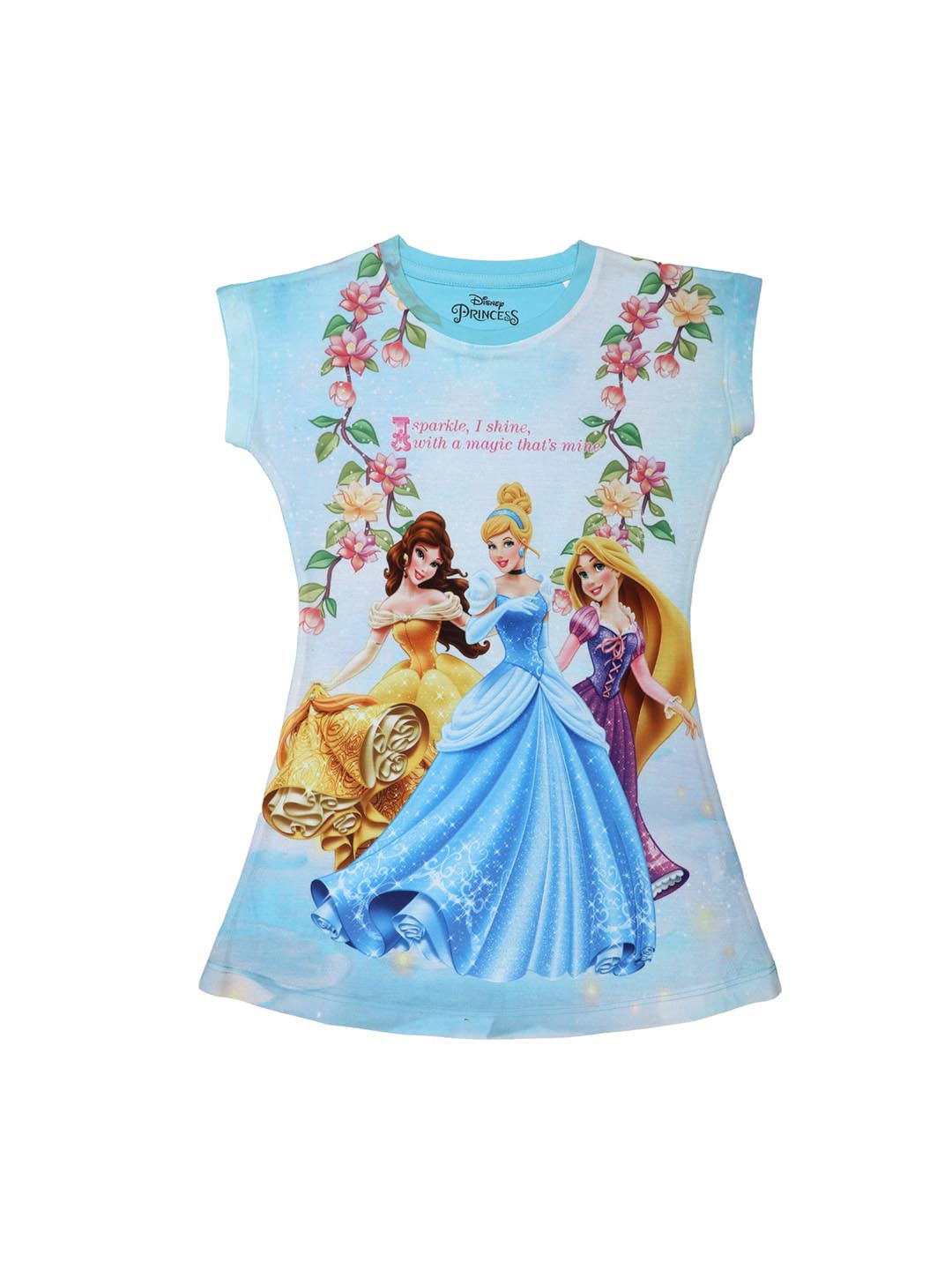 Disney Princess Girls Blue Disney Princess Printed A-Line Dress