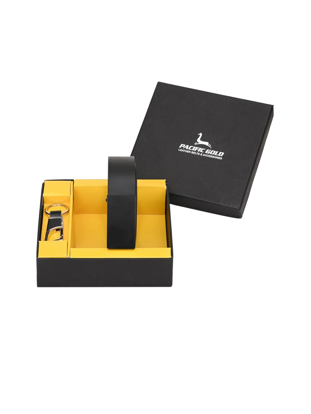 Pacific Gold Men Black & Silver-Toned Leather Accessory Gift Set