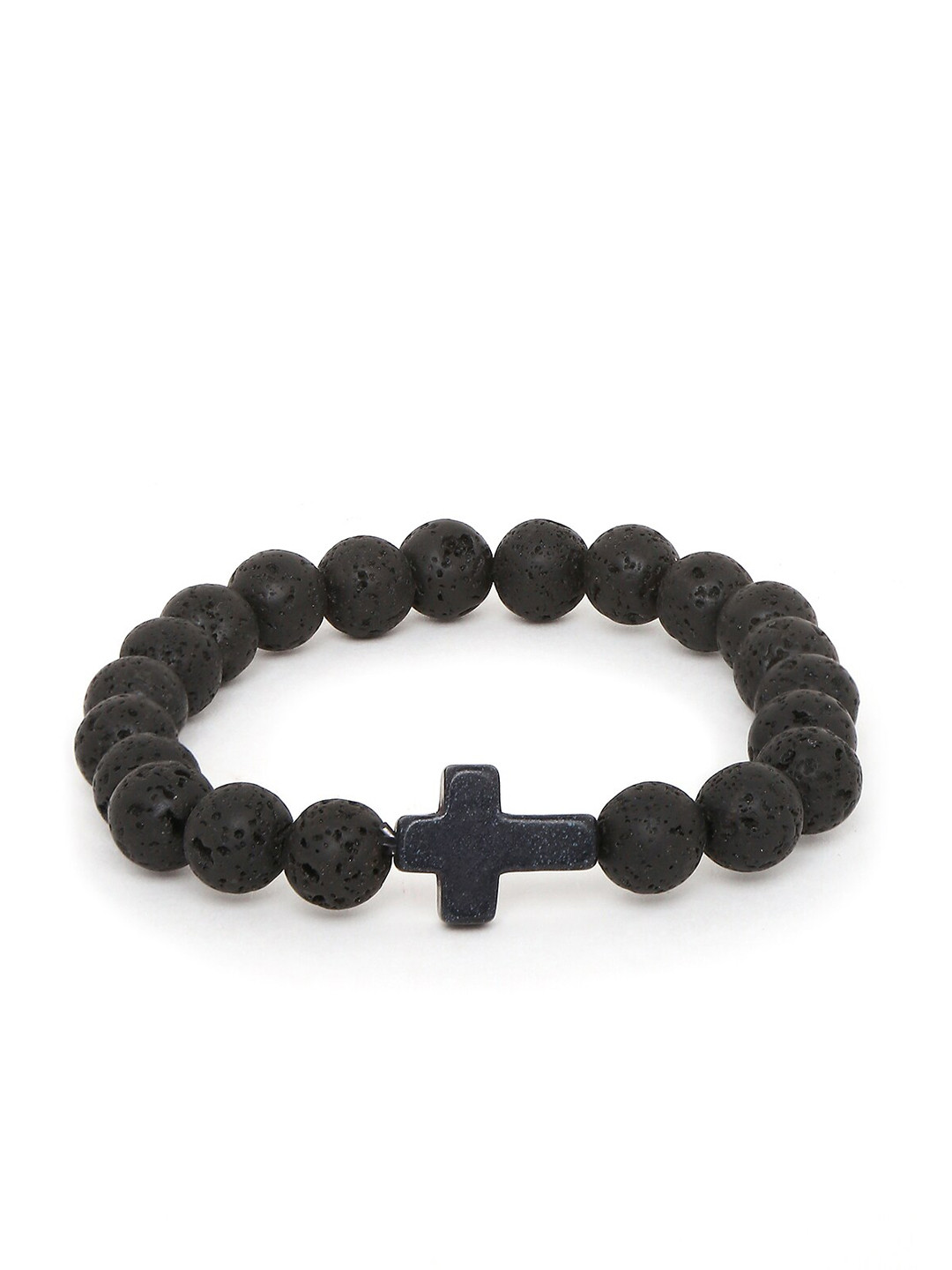 OOMPH Men Black Plastic Handcrafted Elasticated Bracelet
