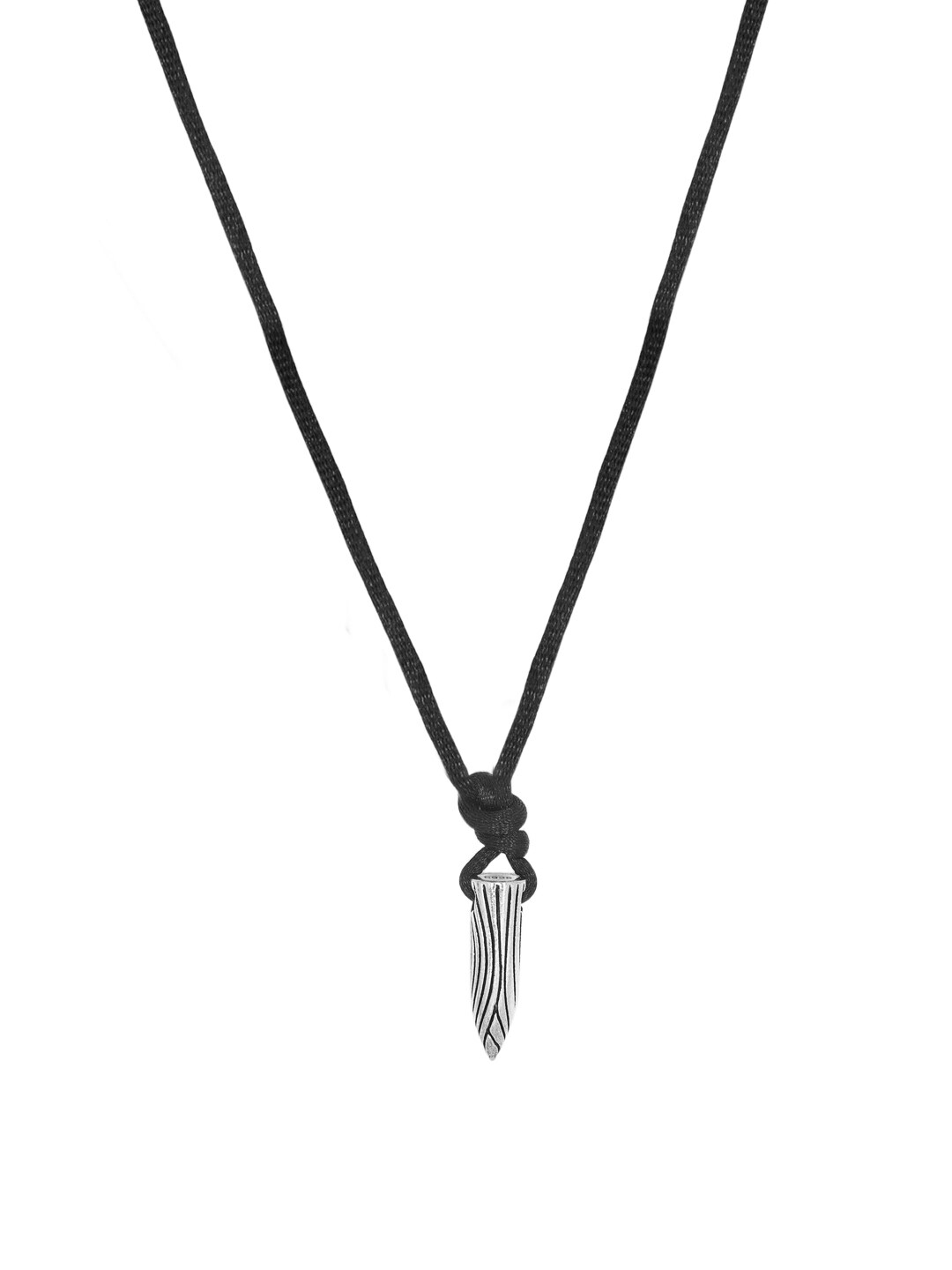 Buy OOMPH Men Silver Toned Bullet Shaped Pendant With Black