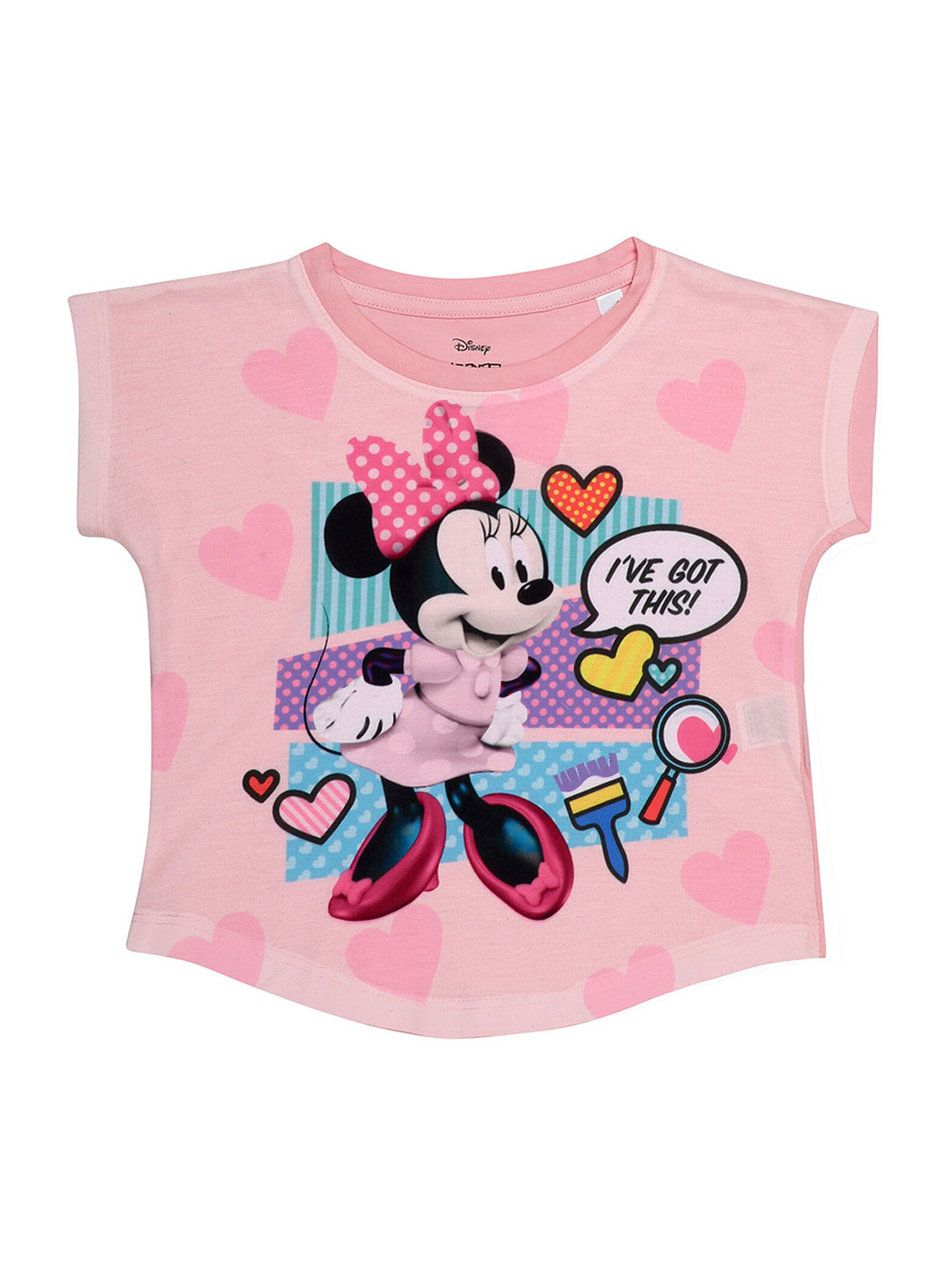Disney by Wear Your Mind Girls Pink Minnie Mouse Printed Top