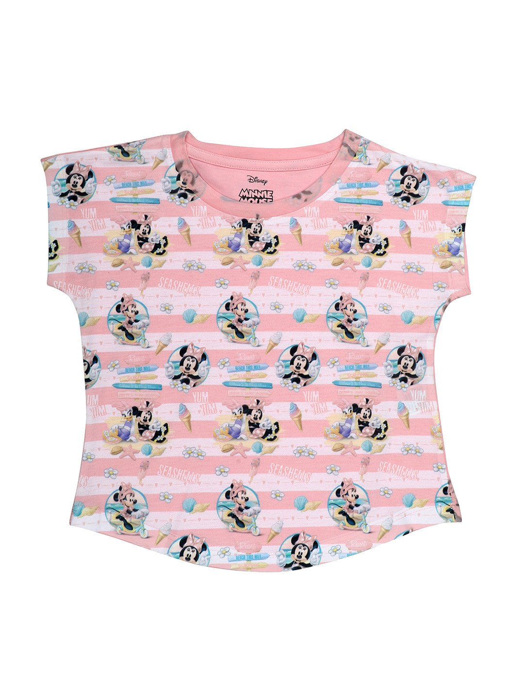 Disney by Wear Your Mind Girls Pink Minnie Mouse Printed Top