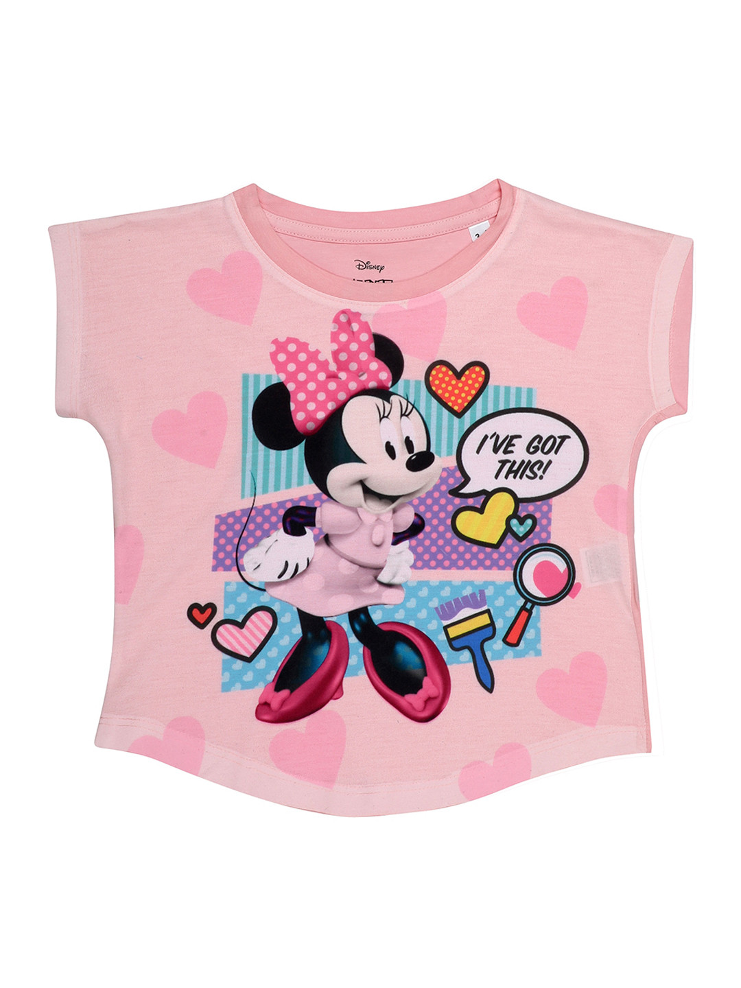 Disney by Wear Your Mind Girls Pink Minnie Mouse Printed Top