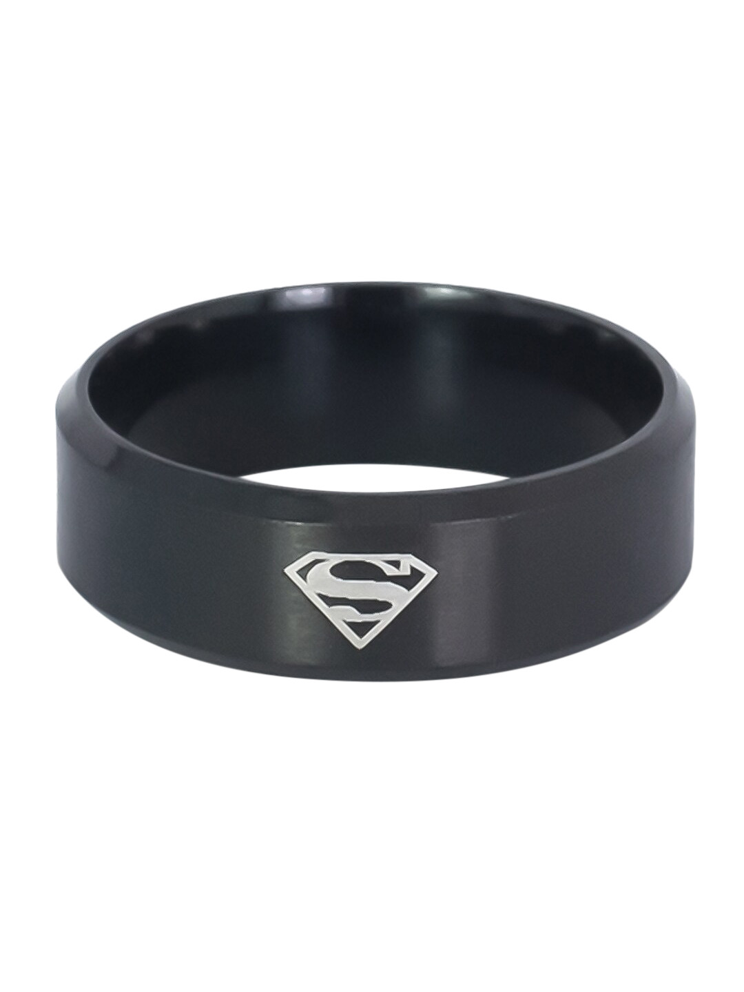 OOMPH Men Black Superman Broad Fashion Handcrafted Ring
