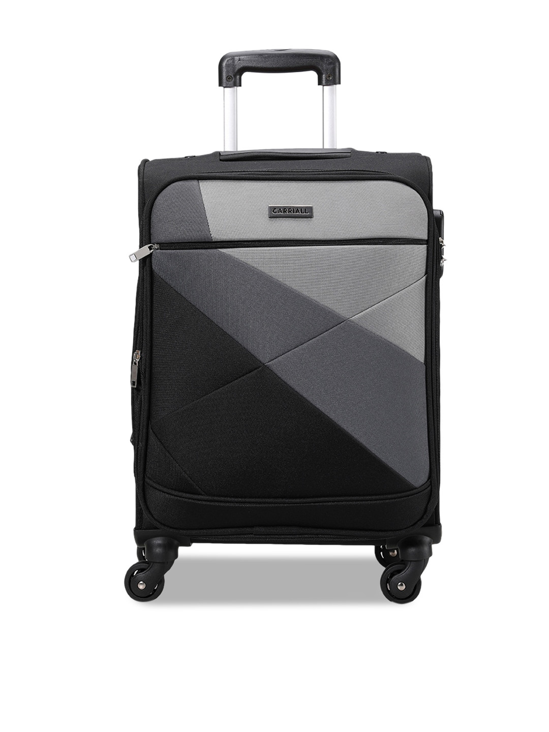 CARRIALL Charcoal Grey Solid Soft-Sided Cabin Trolley Suitcase