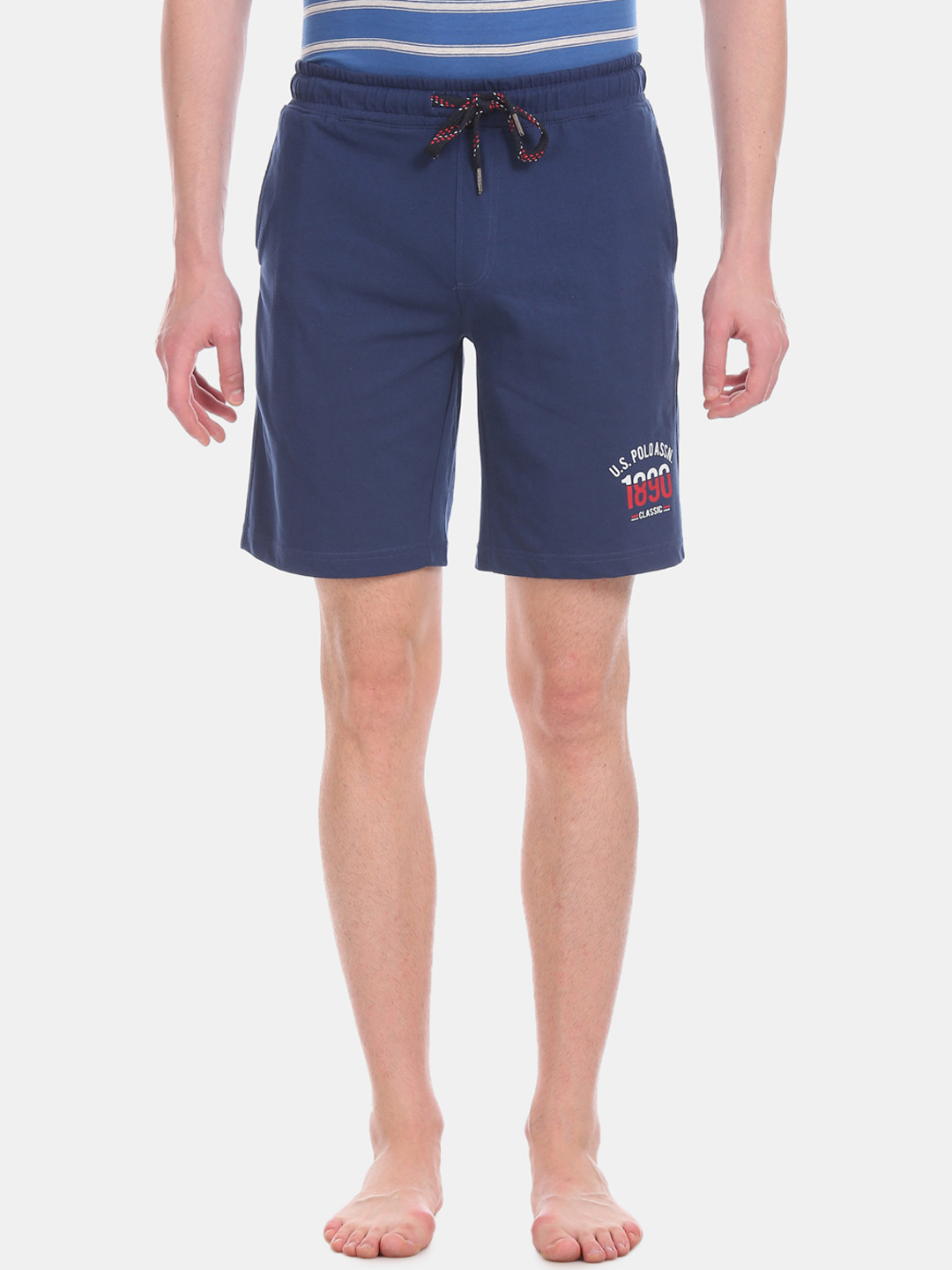 U.S. Polo Assn. Men Blue Solid Lounge Shorts I670-008-PL