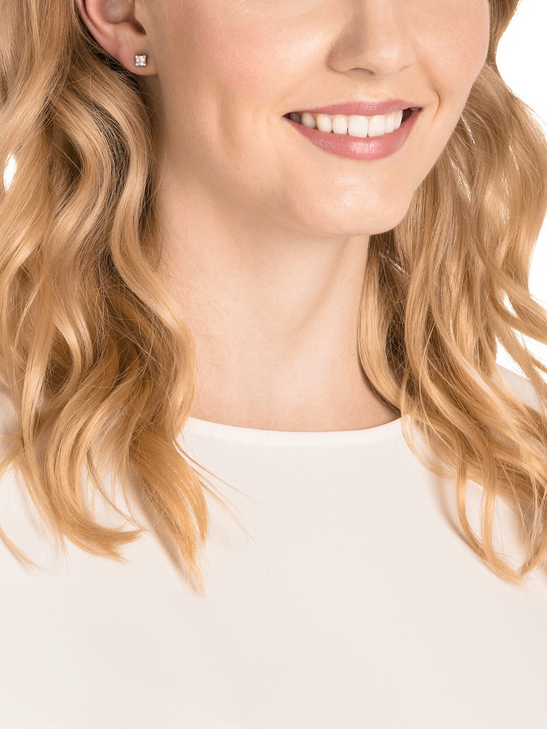 SWAROVSKI Rhodium Plated & White Attract Stud Pierced Earrings