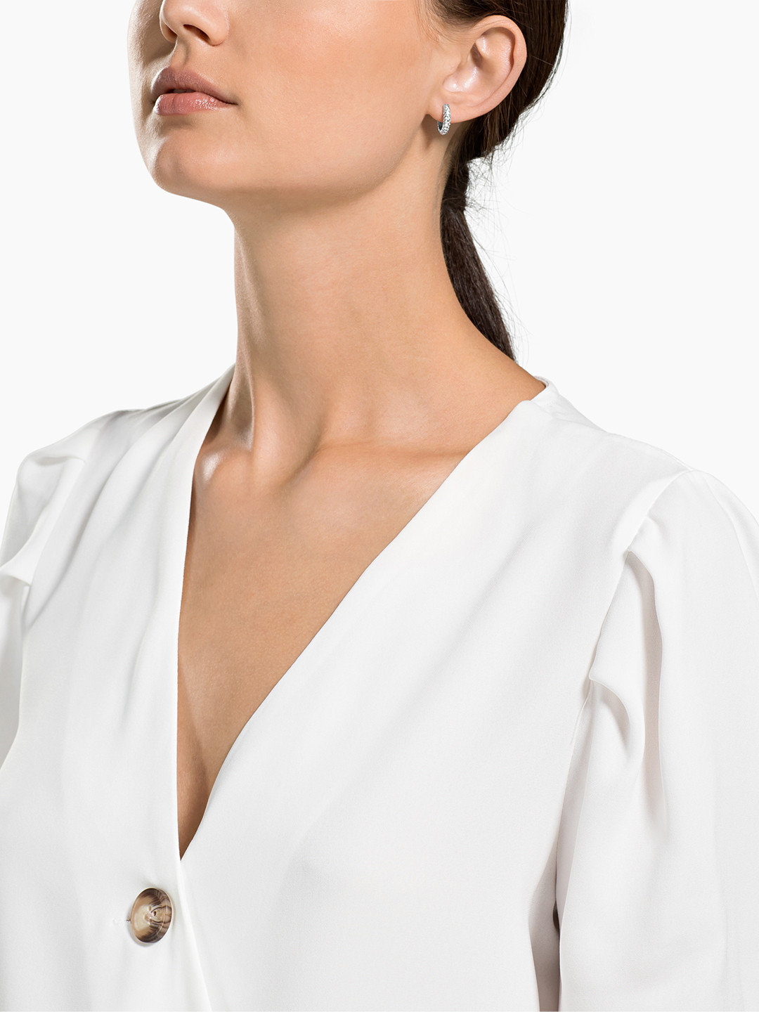 SWAROVSKI Silver-Toned Rhodium-Plated Stone Pierced Earrings