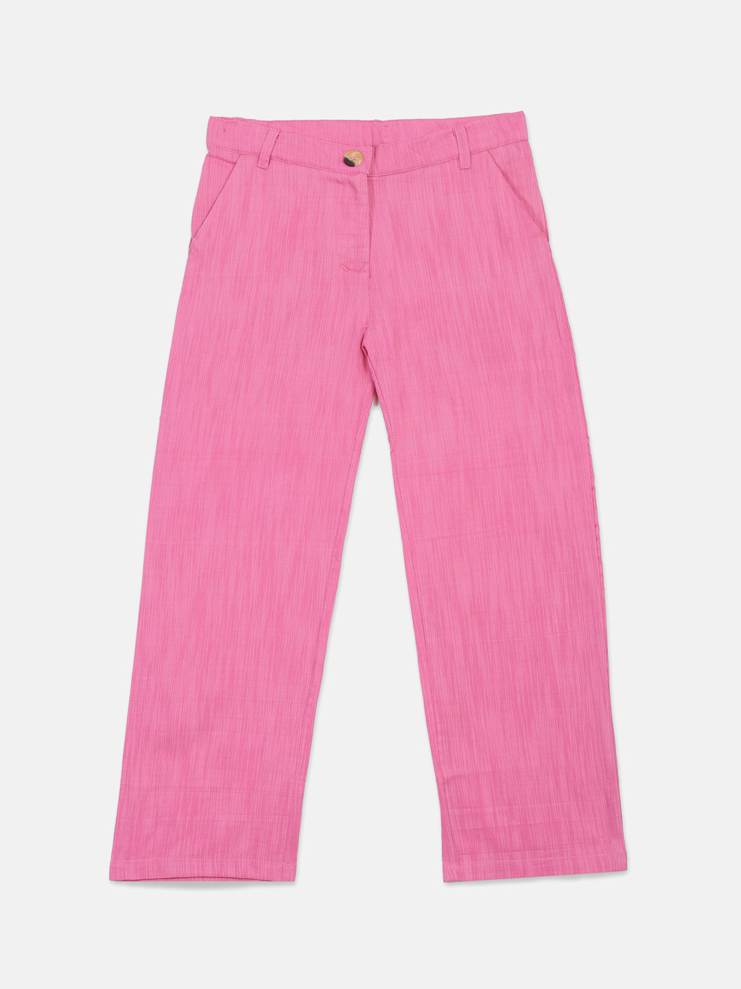 ELLE Girls Pink Regular Fit Striped Trousers