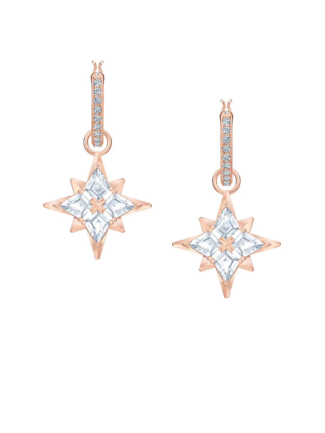 SWAROVSKI Rose Gold-Plated Symbolic Star CZ Studded Hoop Pierced Earrings