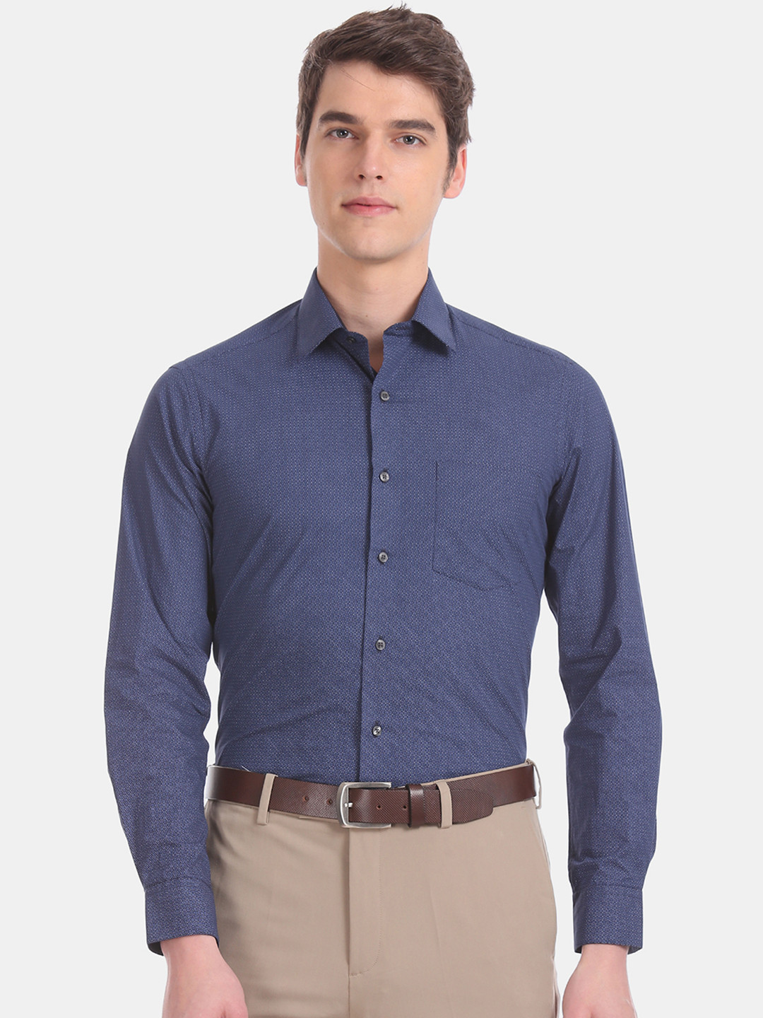 Arrow Men Blue Slim Fit Printed Formal Shirt