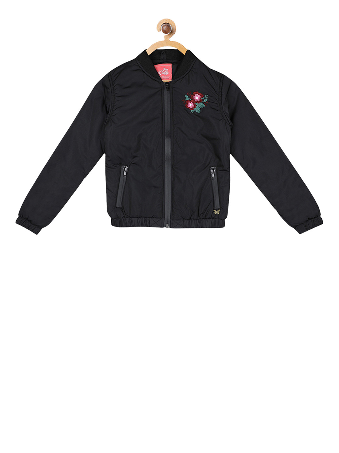 Blue Giraffe Girls Black Solid Bomber