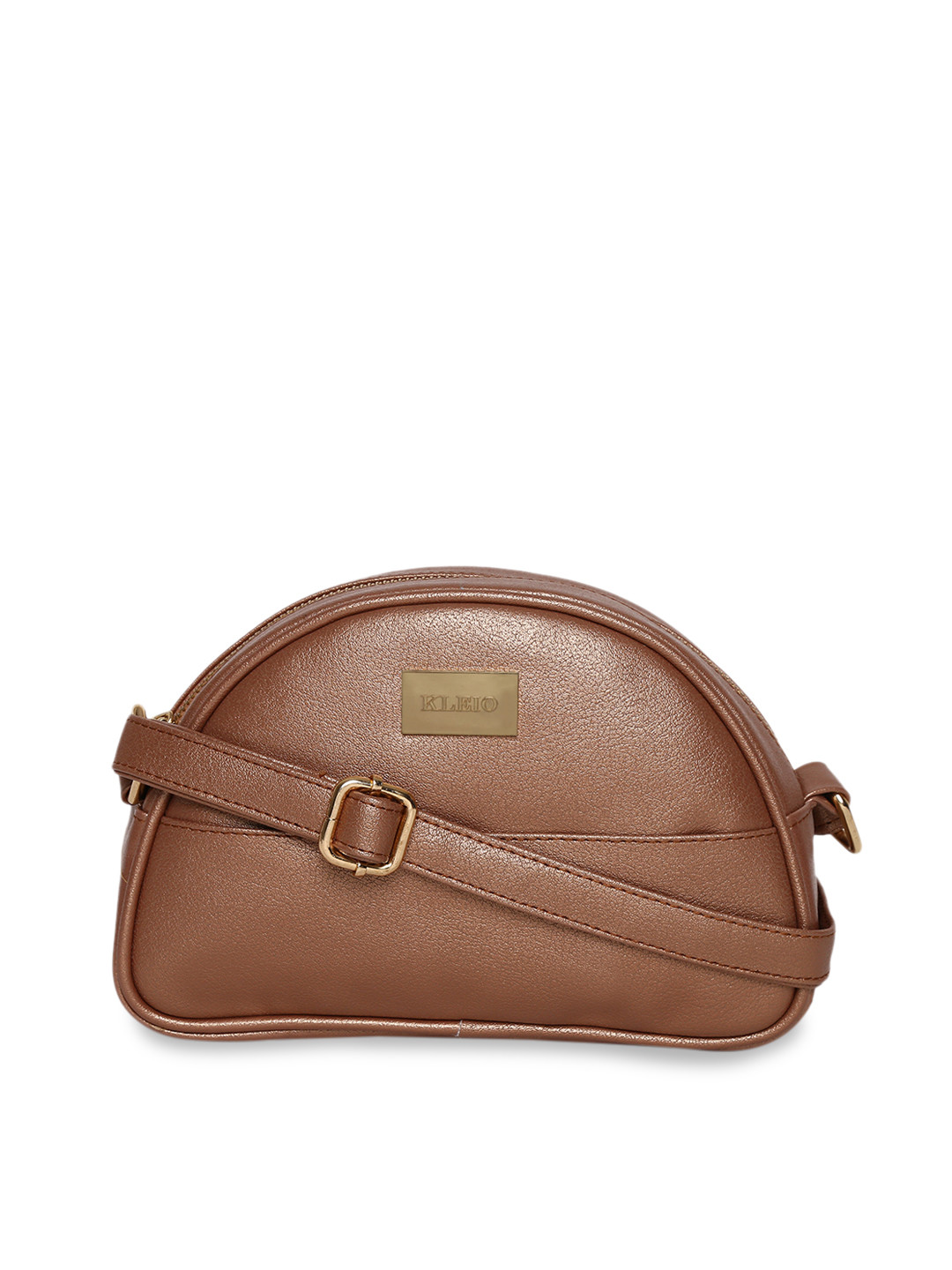 KLEIO Brown Solid Half Moon Sling Bag