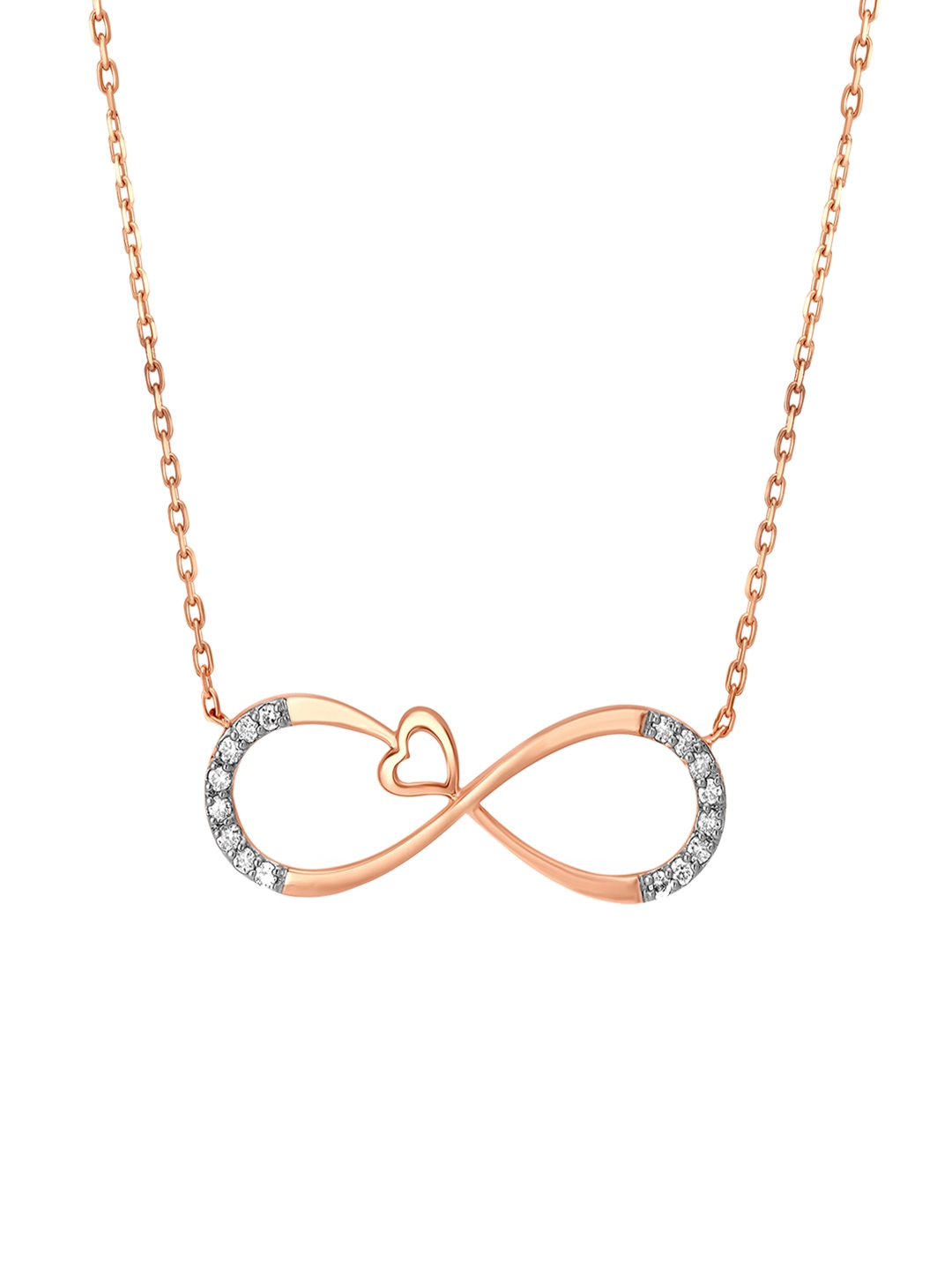 Mia by Tanishq 14KT Rose Gold Heart Diamond Necklace