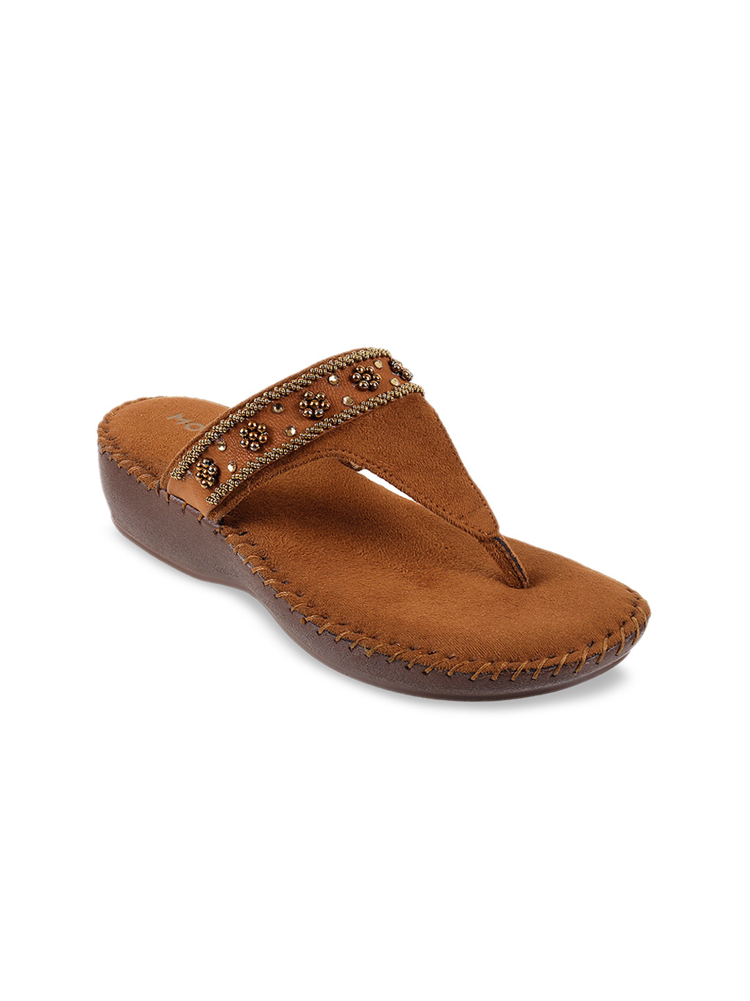 Mochi Women Tan Brown Embellished Heels