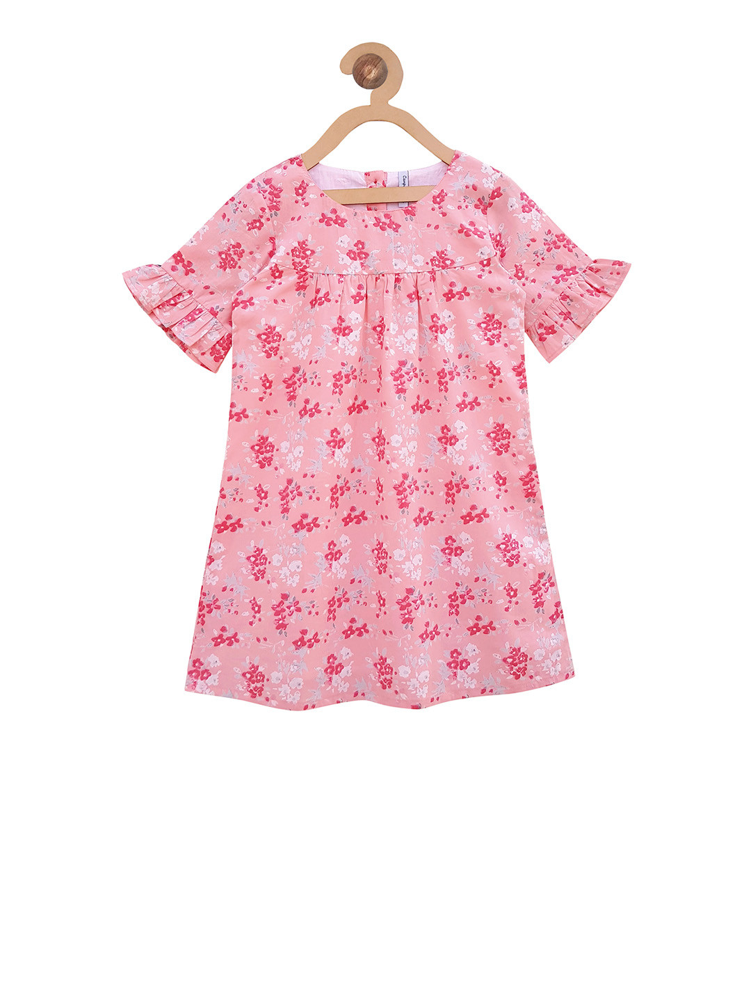 Campana Girls Pink Floral Print Empire Dress