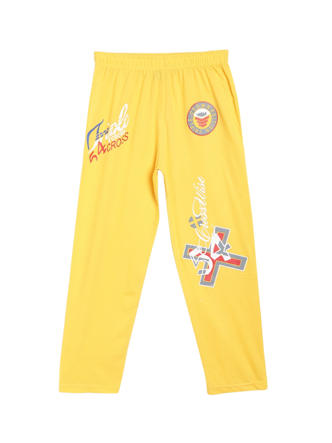SWEET ANGEL Girls Yellow Printed Straight-Fit Track Pants