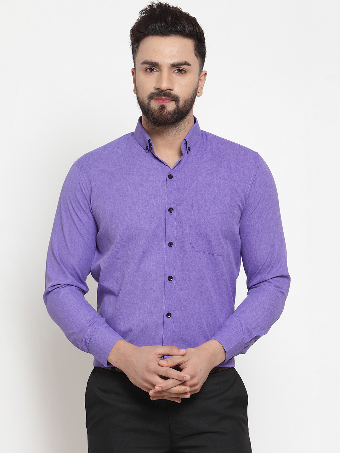 JAINISH Men Purple Classic Regular Fit Solid Formal Shirt