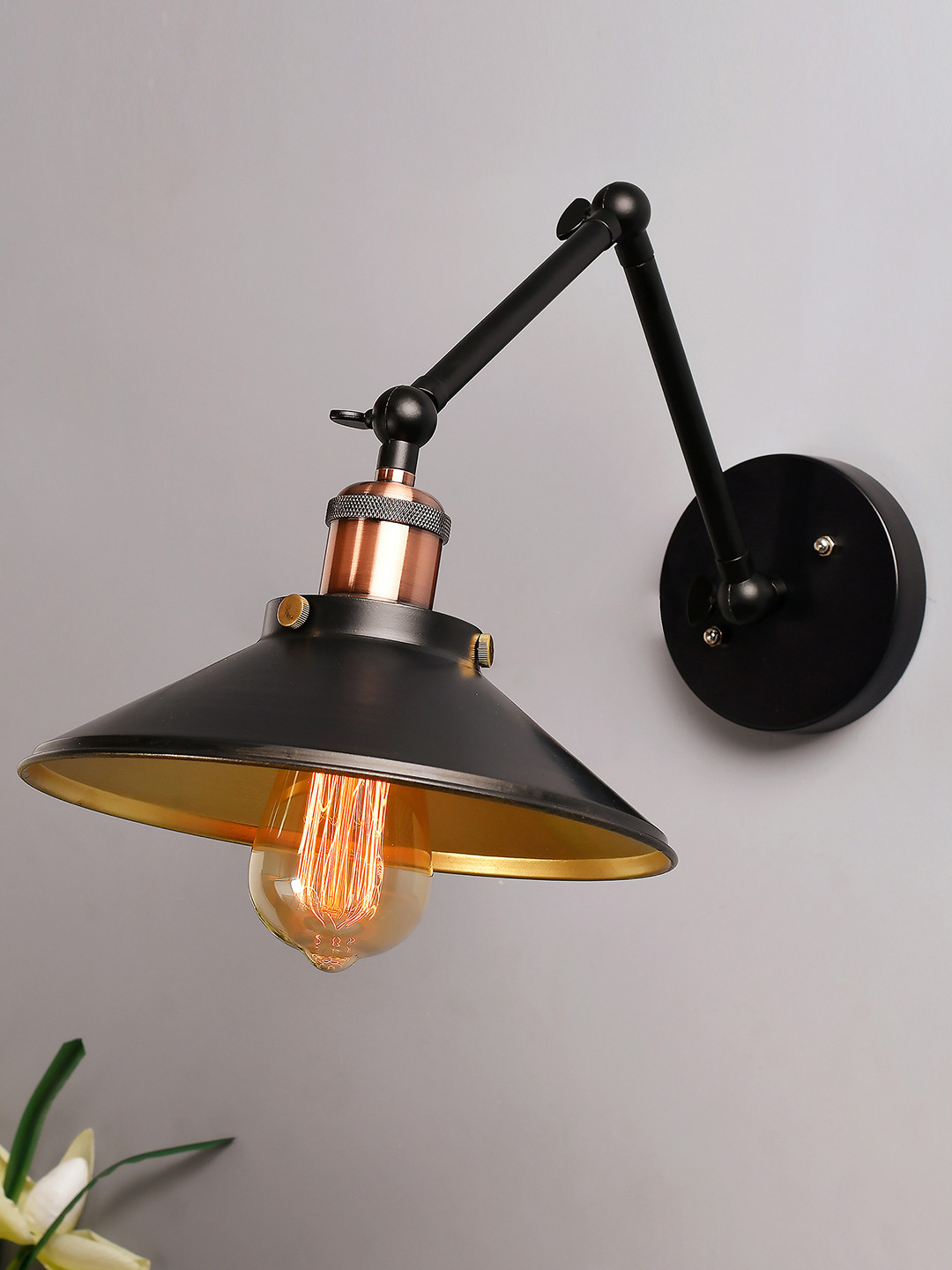 Homesake Black Solid Handcrafted Swing Armed Light