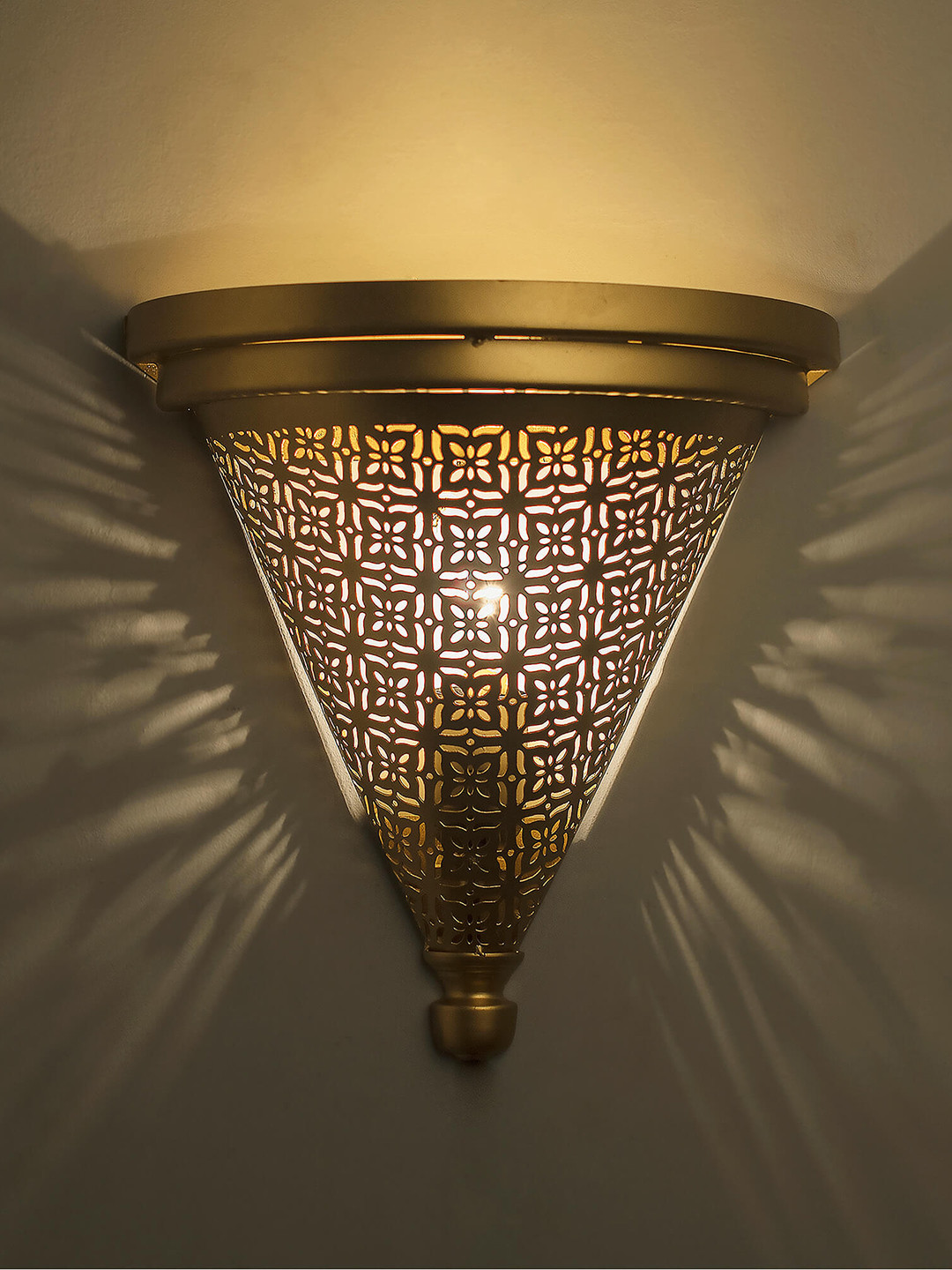 Homesake Gold-Toned Moroccan Trophy Cube Pattern Wall Lamp